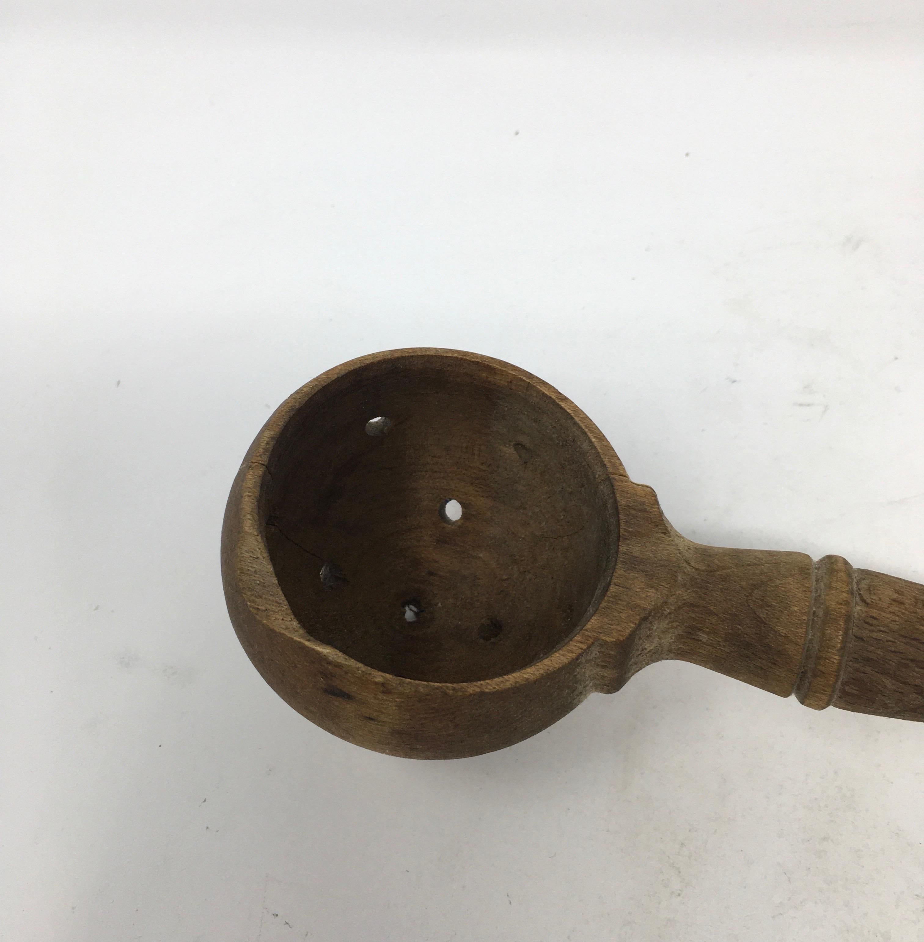 Antique French Wood Olive Spoon 5