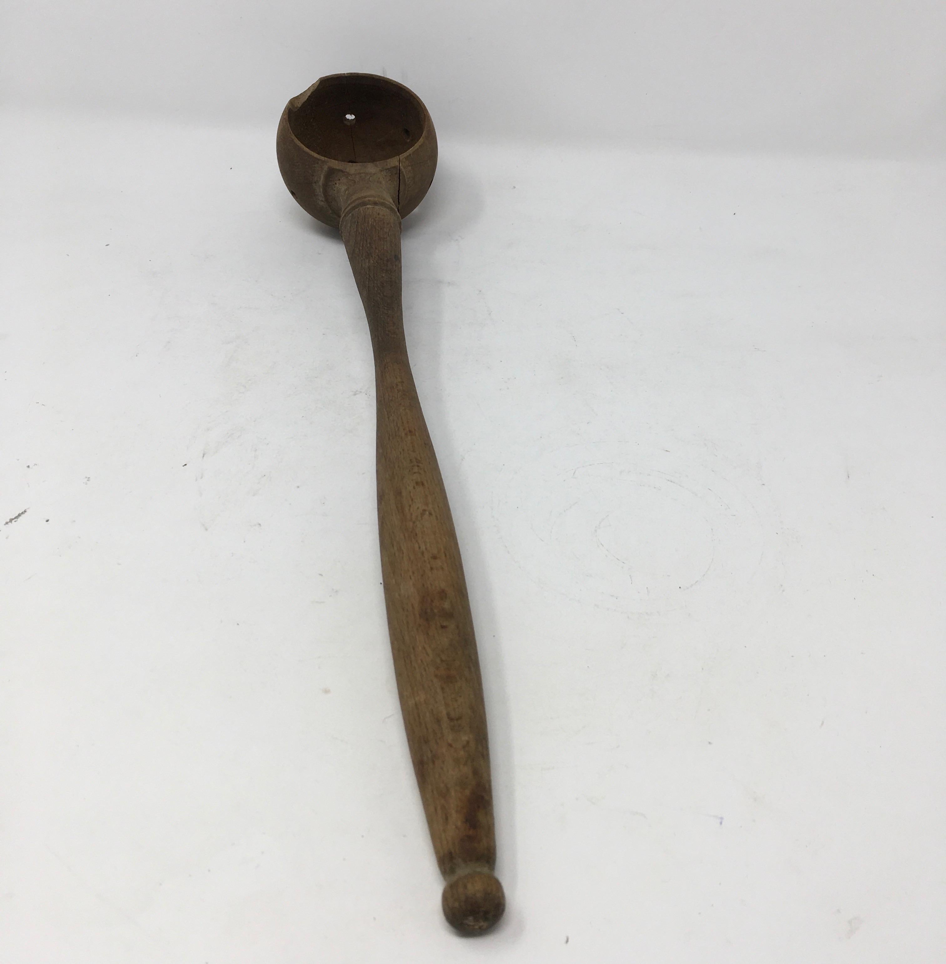 Antique French Wood Olive Spoon 6