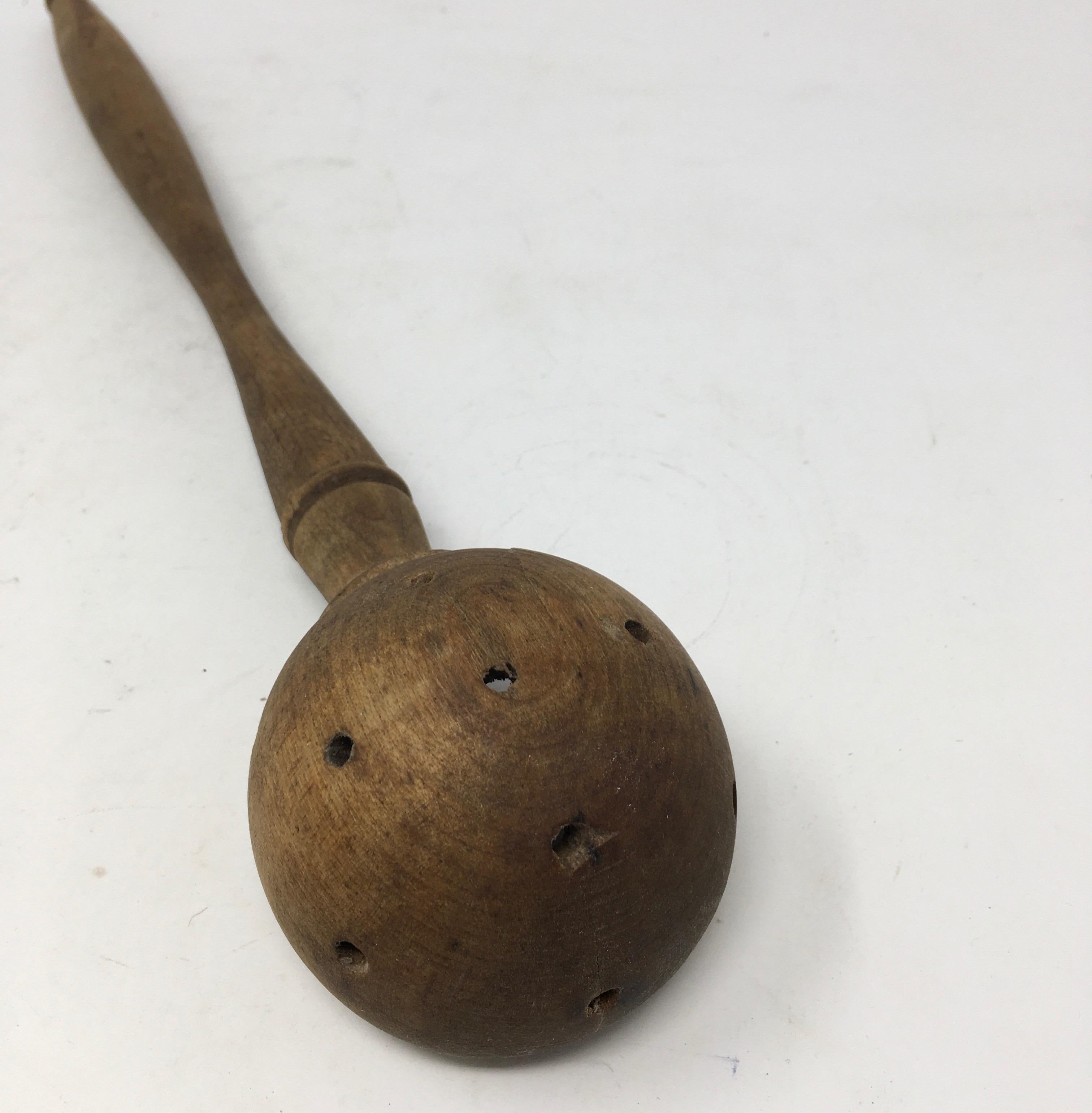 Antique French Wood Olive Spoon 8
