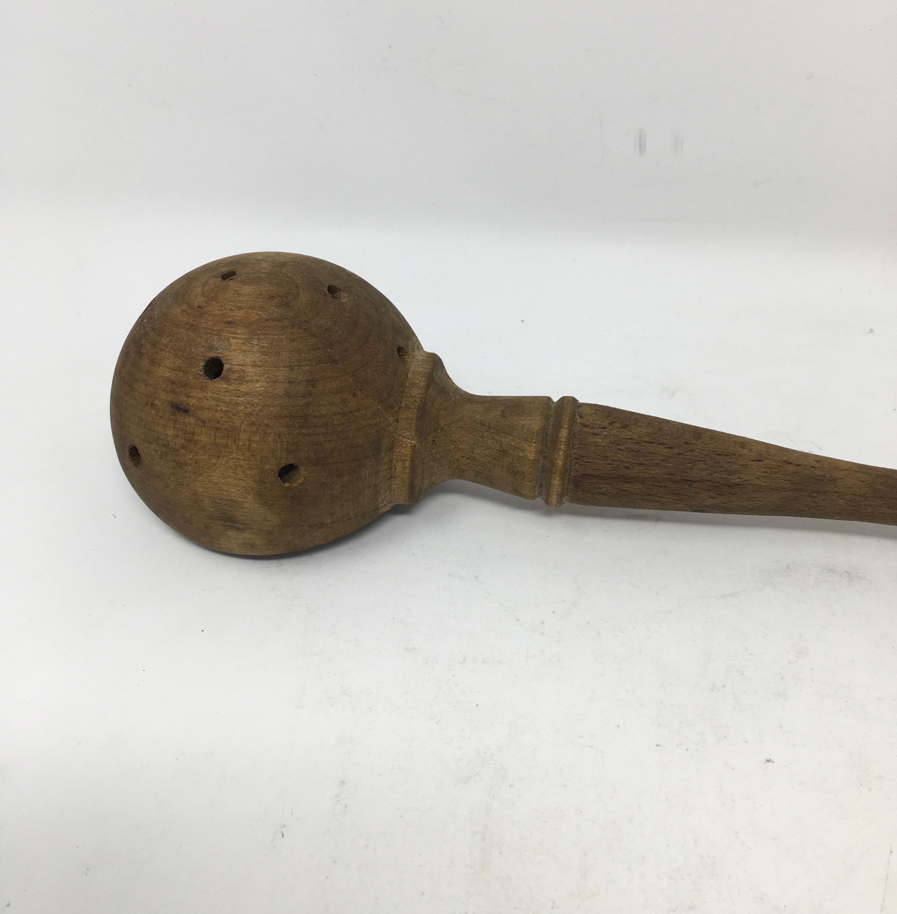 Antique French Wood Olive Spoon 2