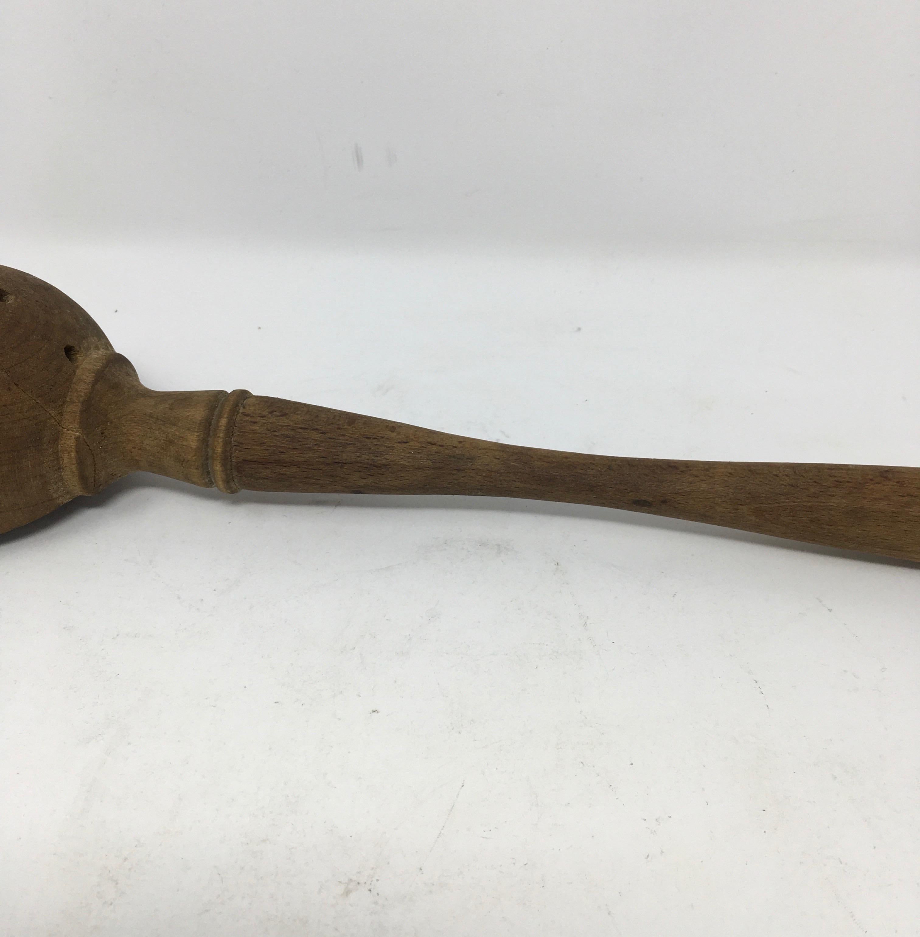 Antique French Wood Olive Spoon 3