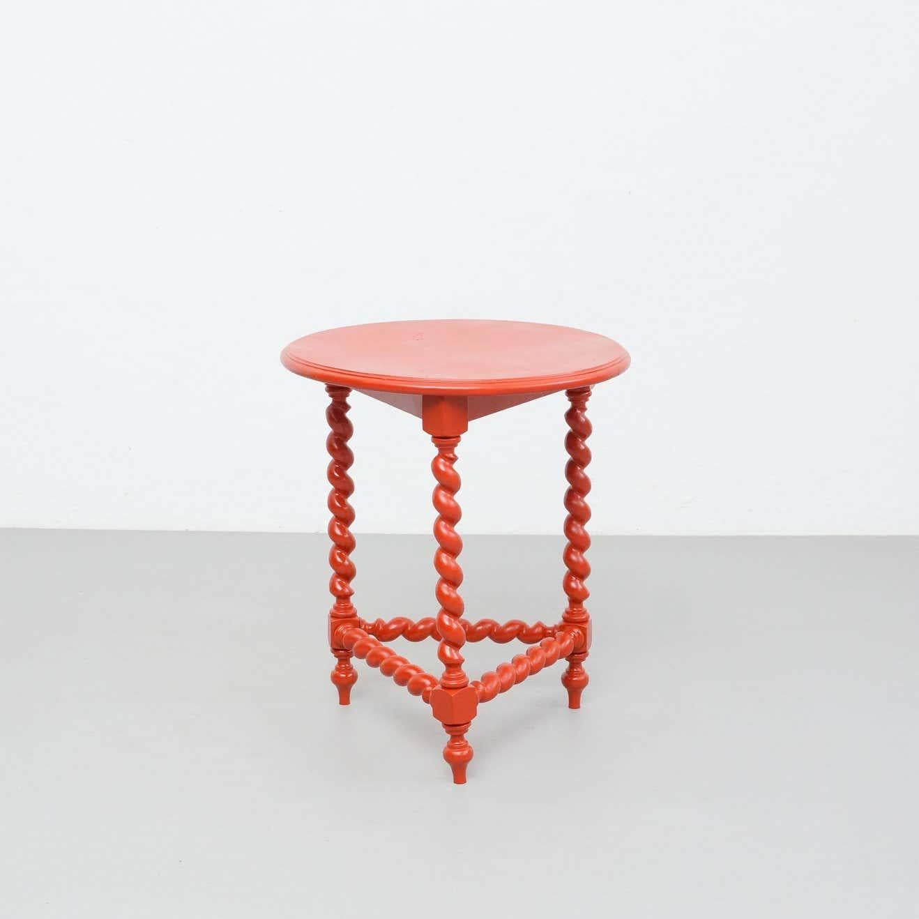 Mid-Century Modern Antique French Wood Table Painted in Red, circa 1930