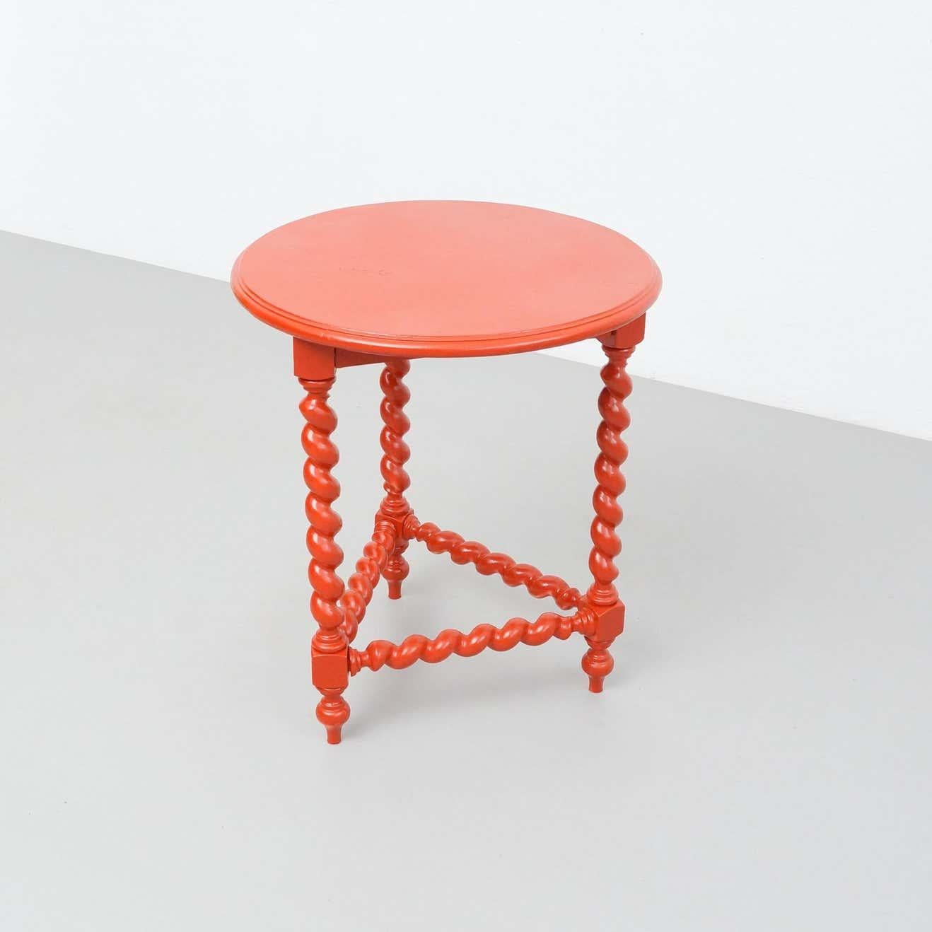 Mid-20th Century Antique French Wood Table Painted in Red, circa 1930