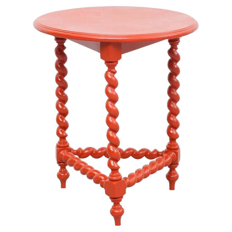 Antique French Wood Table Painted in Red, circa 1930 For Sale at 1stDibs