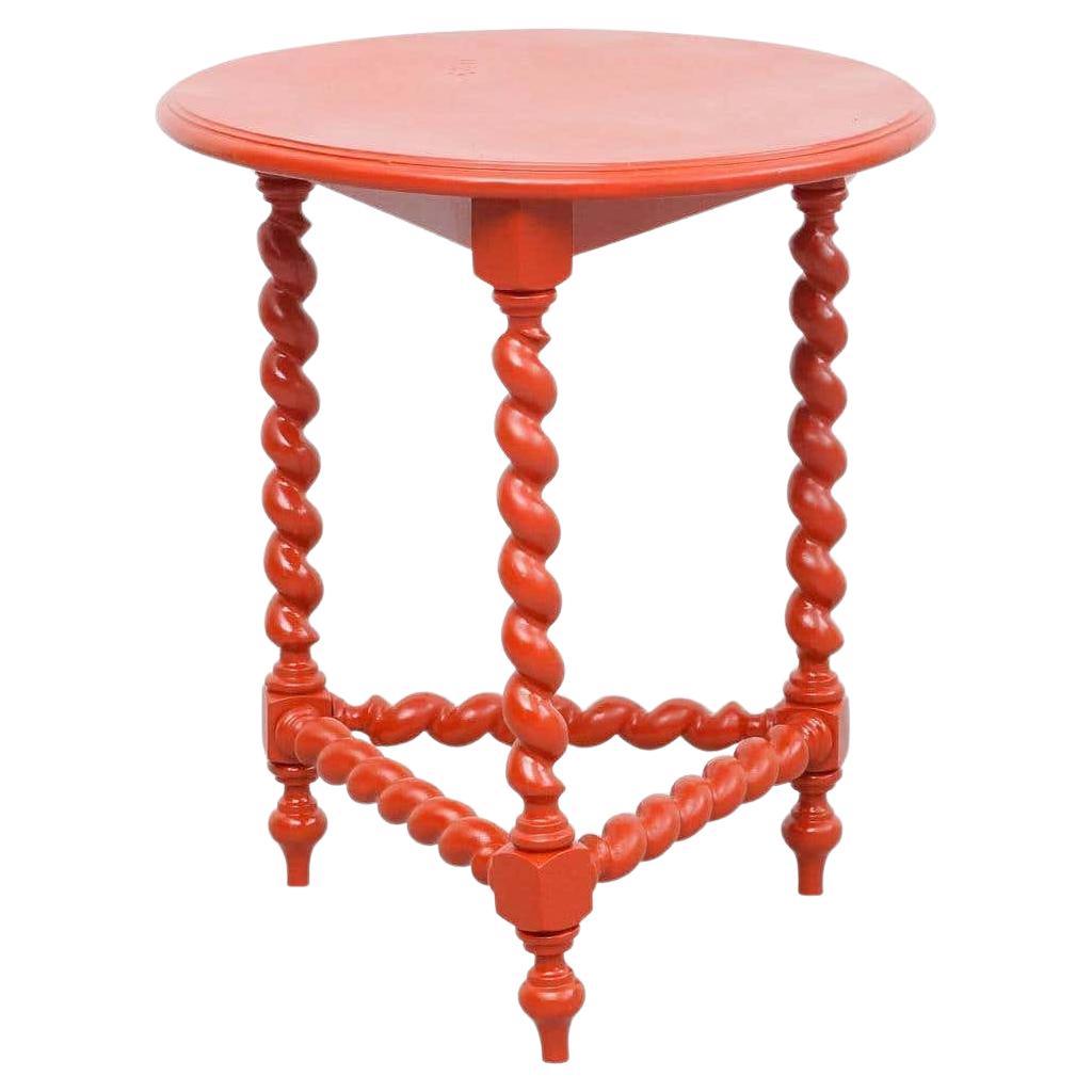 Antique French Wood Table Painted in Red, circa 1930