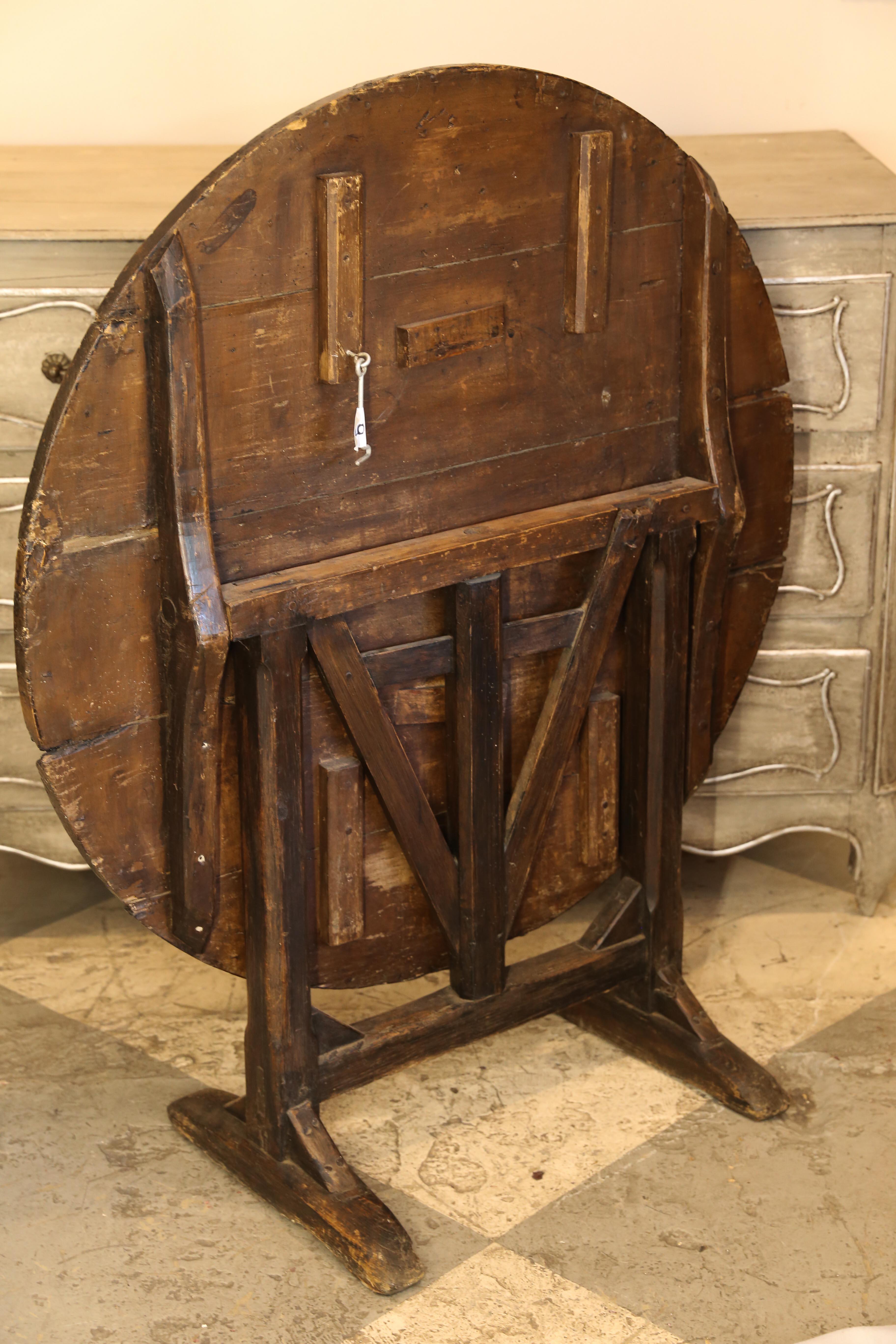 19th Century Antique French Wood Tilt-Top Vineyard Harvest Table