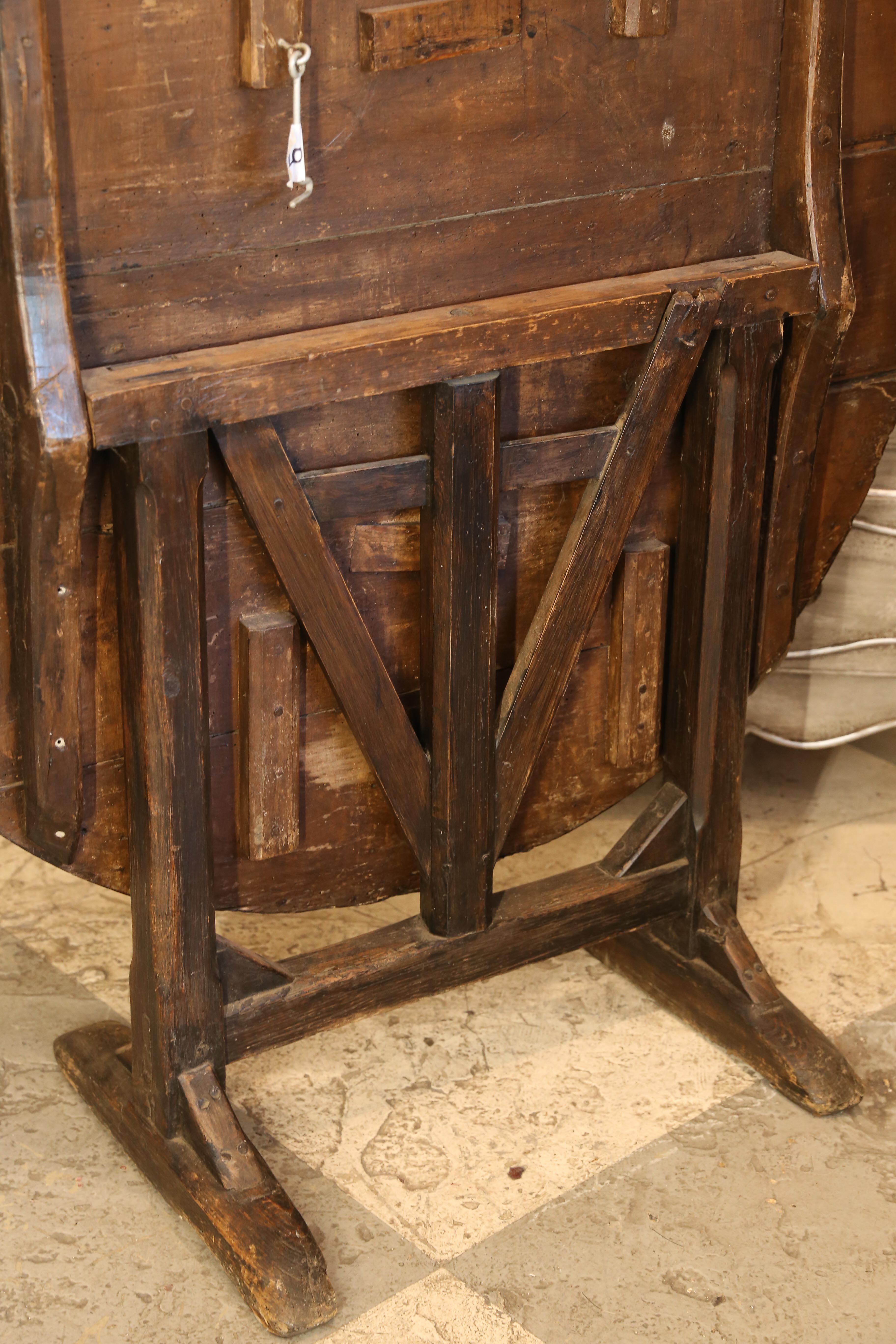 Antique French Wood Tilt-Top Vineyard Harvest Table 1