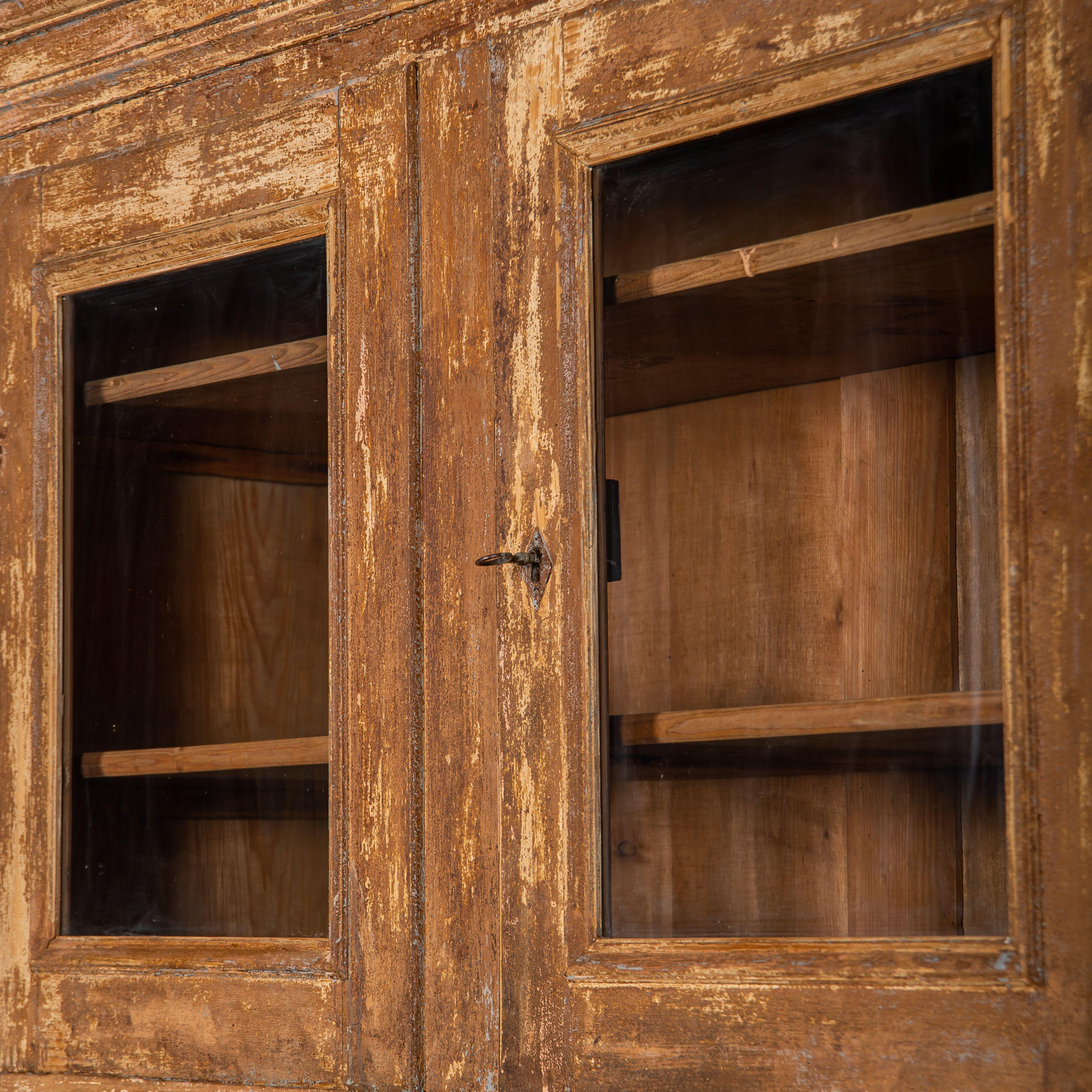 Antique French Wood Two-Piece Cabinet For Sale 5