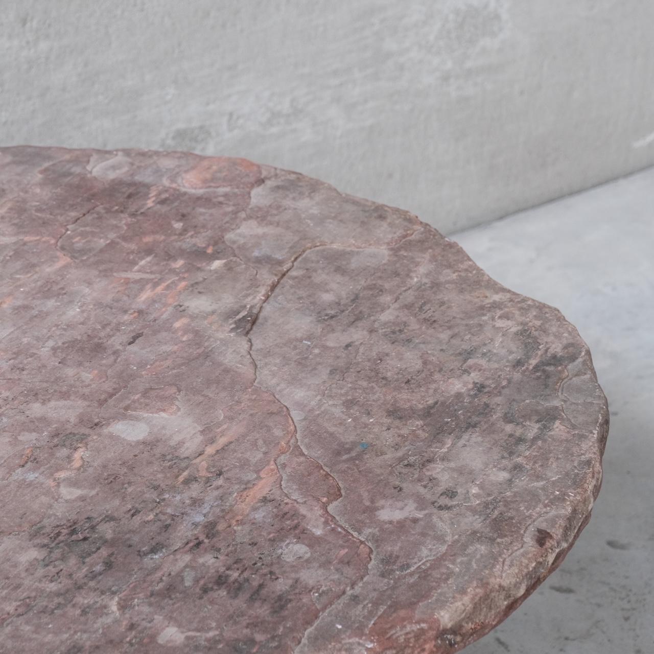 Antique French Wooden and Stone Primitive Coffee Table 2