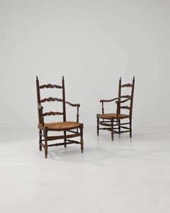 Antique French Wooden Armchairs, a Pair