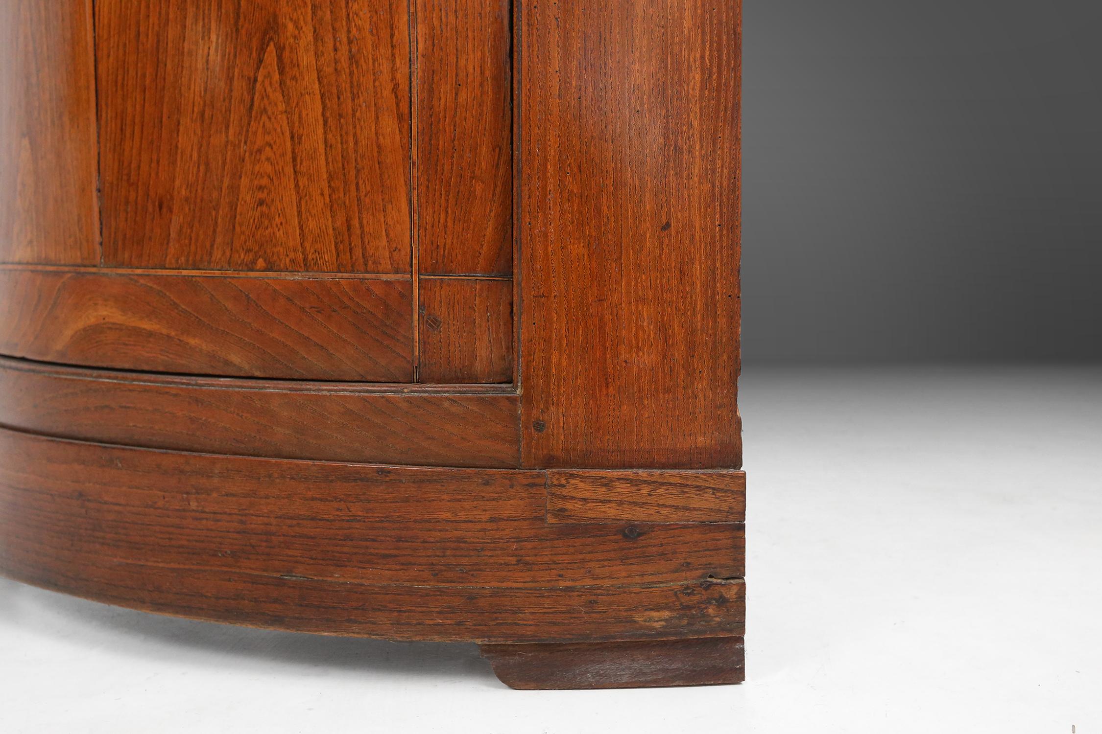 Antique French wooden bow front corner cabinet, ca. 1850 For Sale 5