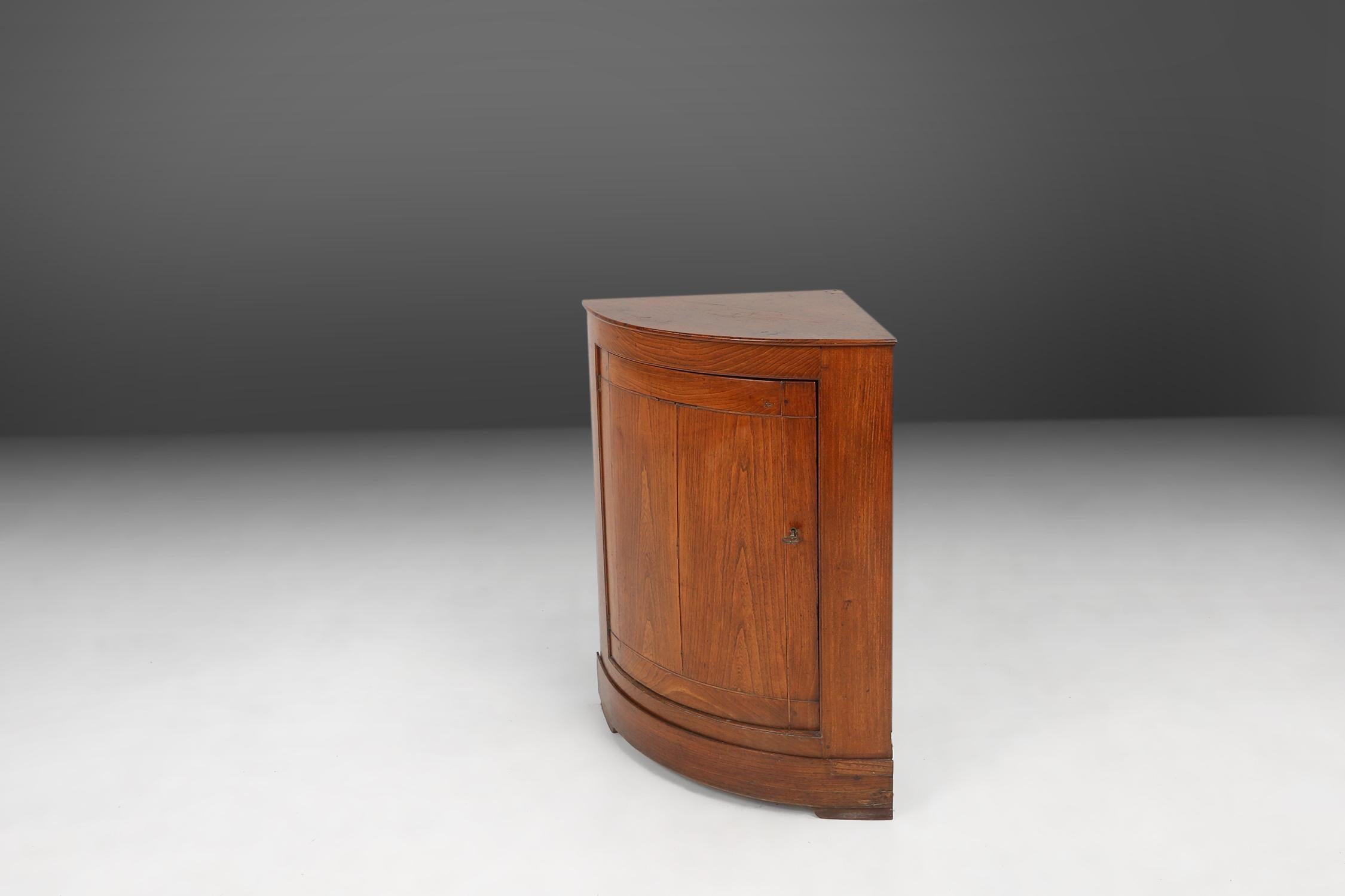 Antique French wooden bow front corner cabinet, ca. 1850 For Sale 9