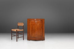 Antique French wooden bow front corner cabinet, ca. 1850