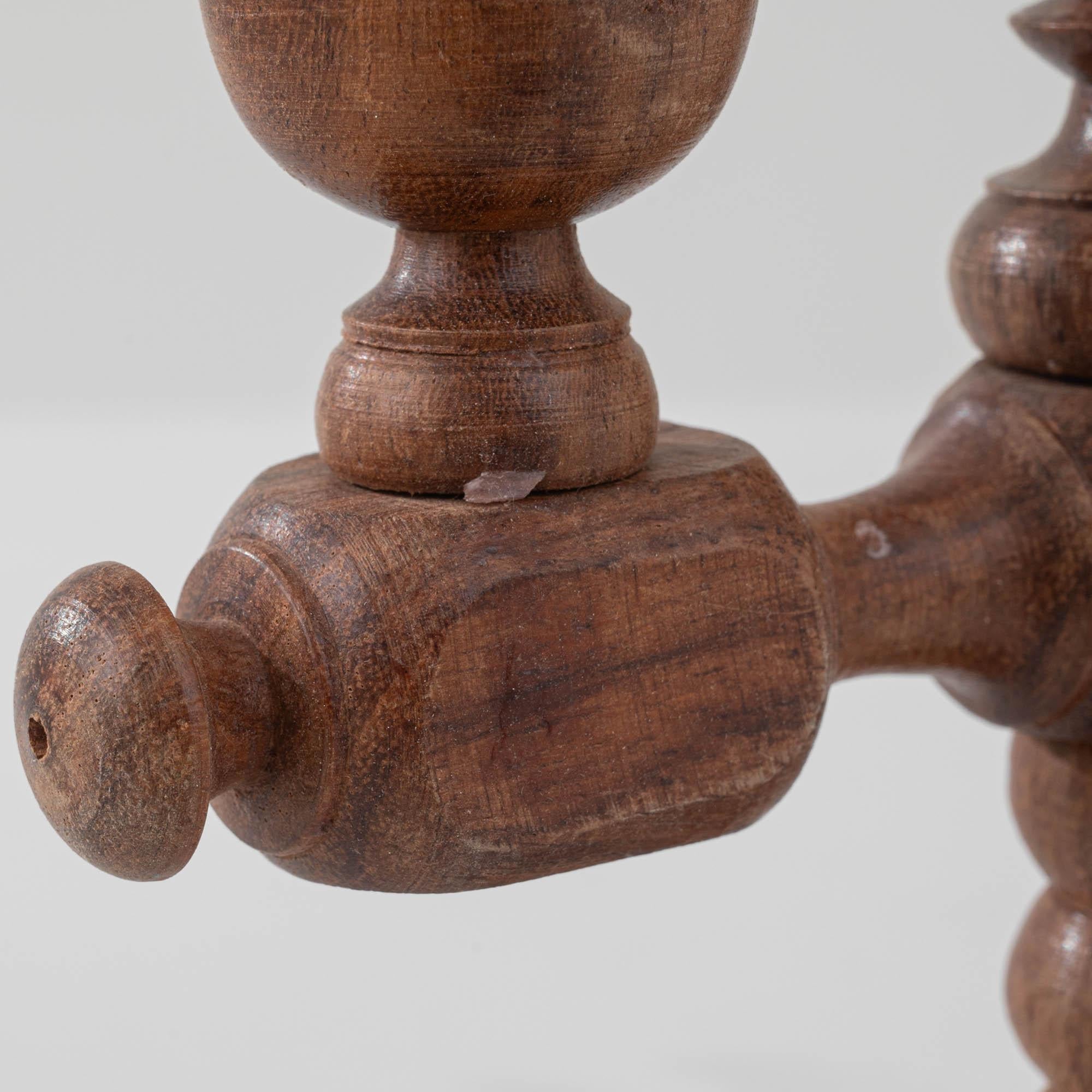 Antique French Wooden Candlestick For Sale 6