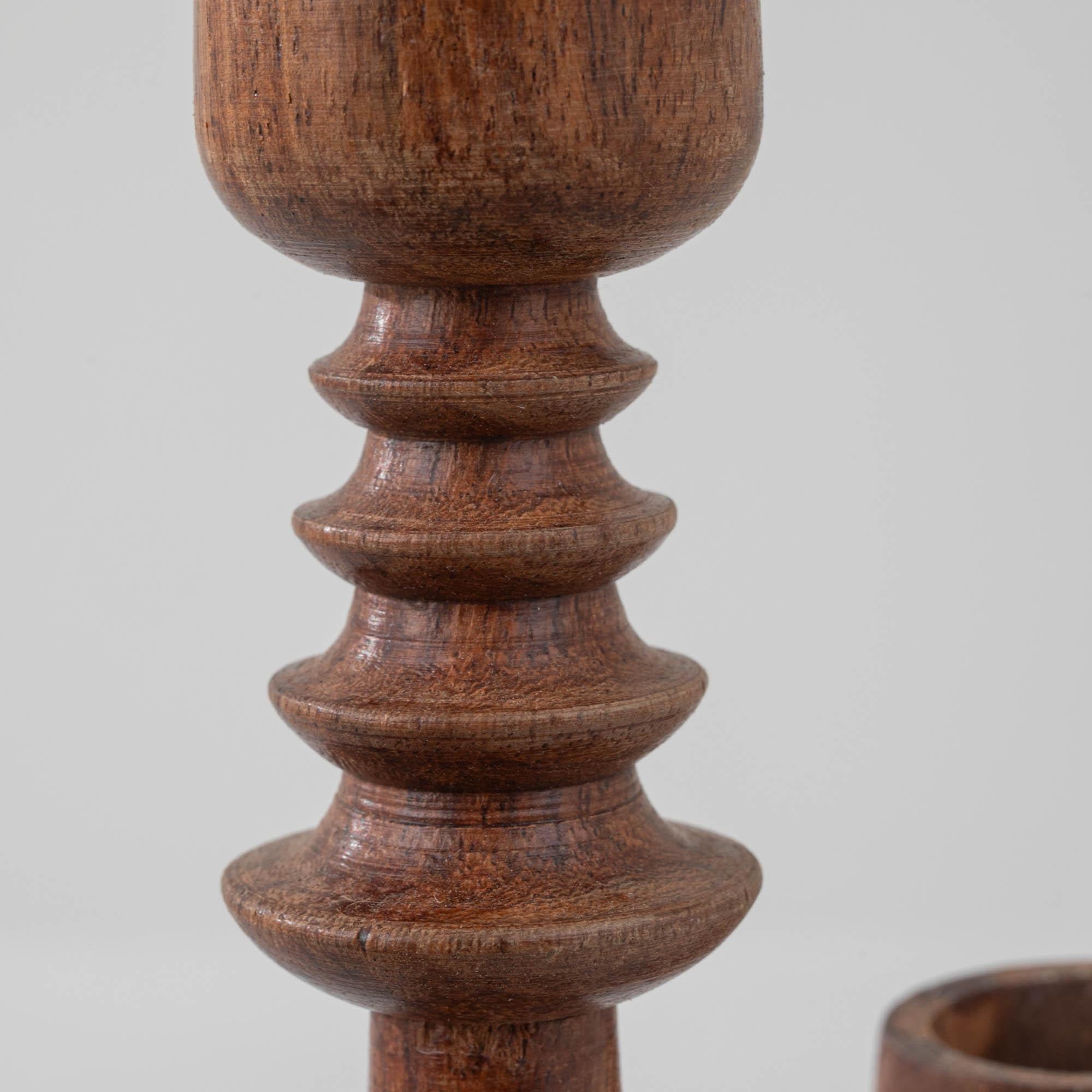 Antique French Wooden Candlestick For Sale 8