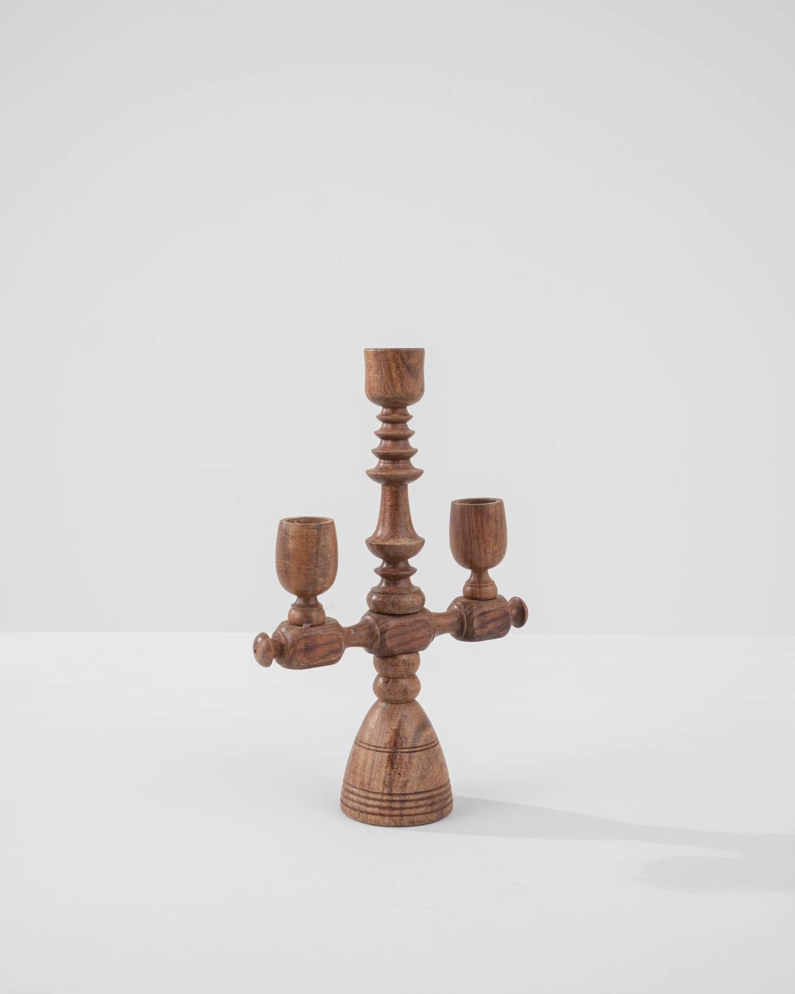 Antique French Wooden Candlestick In Good Condition For Sale In High Point, NC
