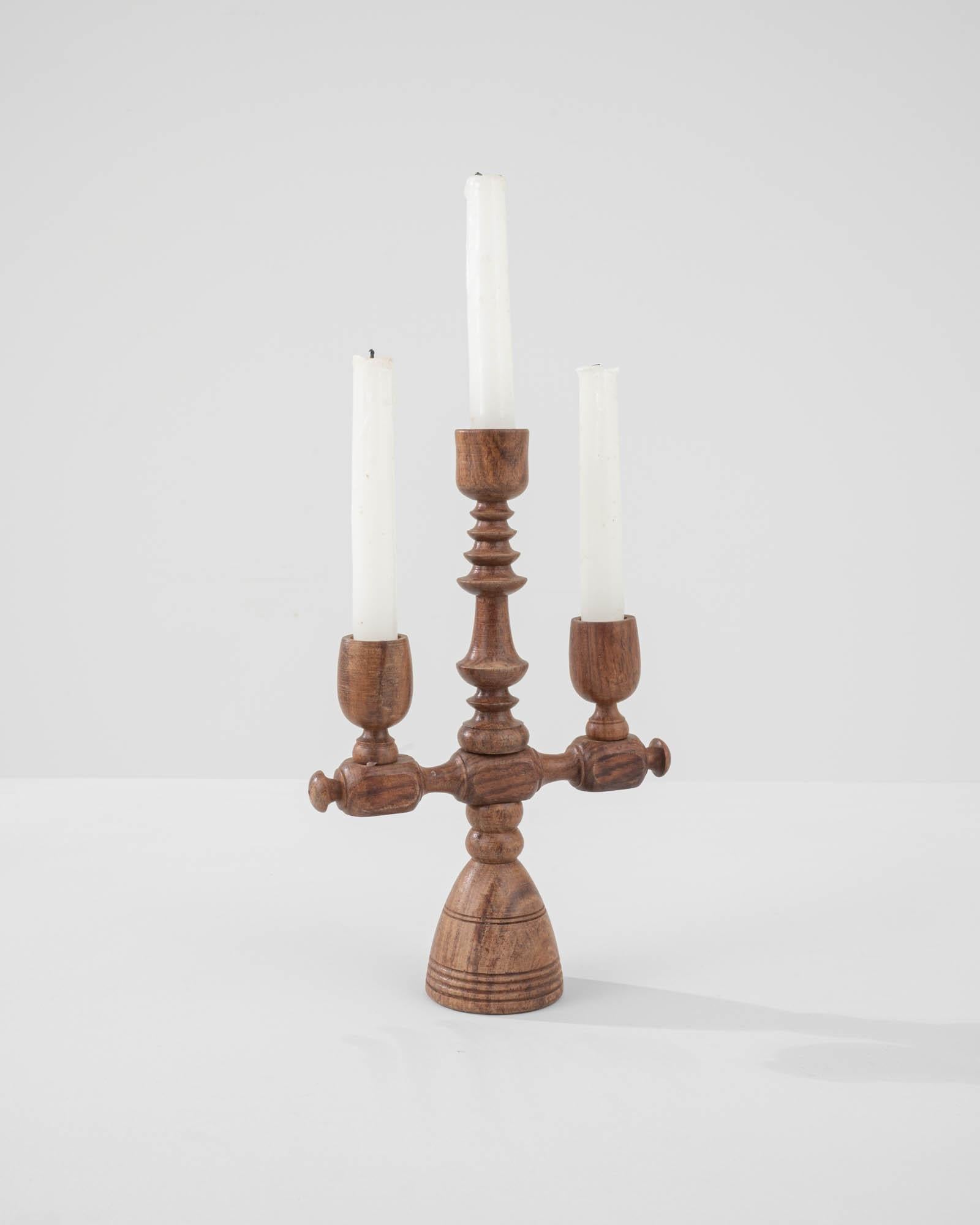 20th Century Antique French Wooden Candlestick For Sale