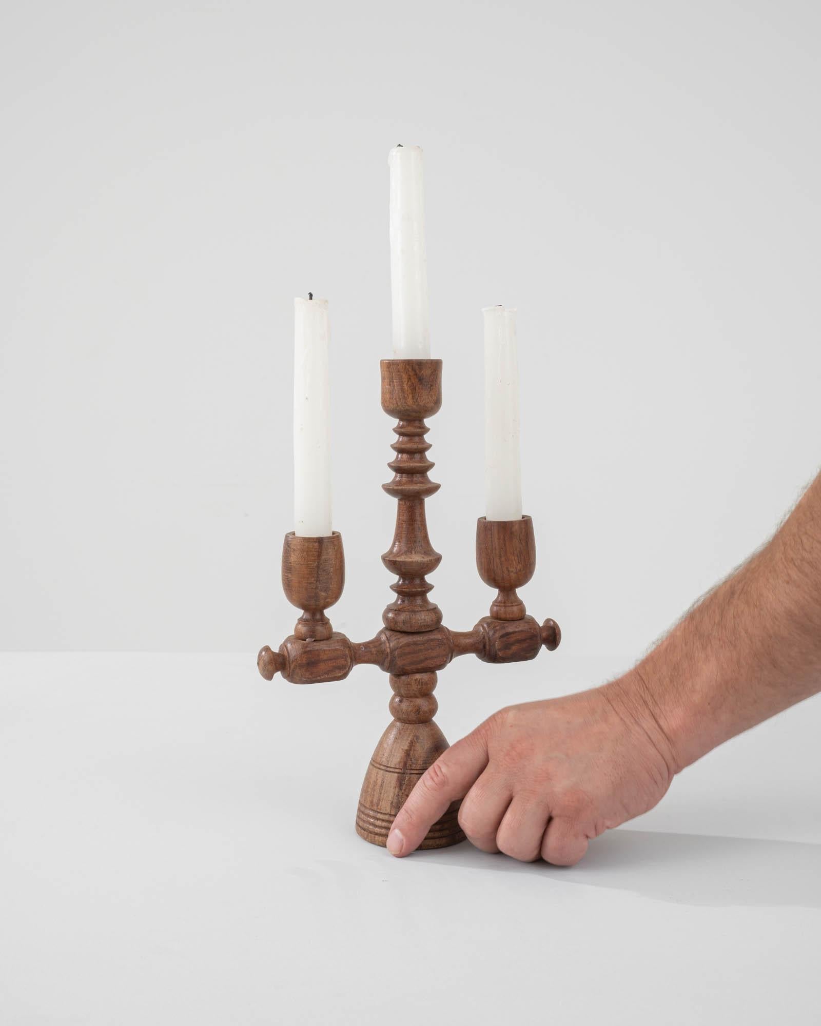 Antique French Wooden Candlestick For Sale 1