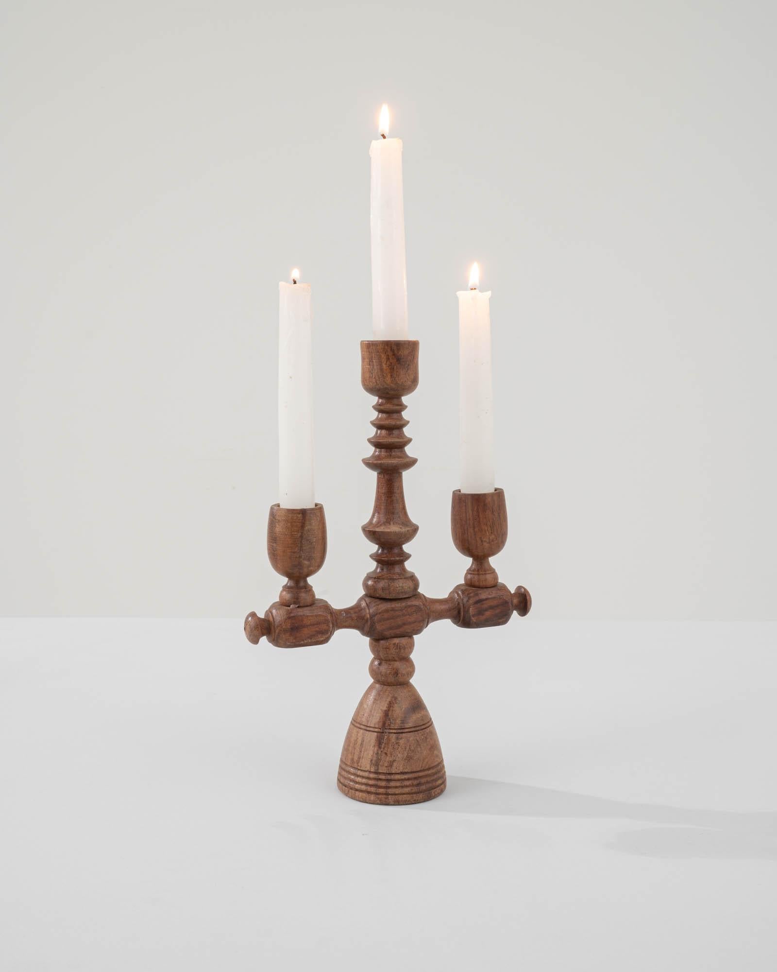 Antique French Wooden Candlestick For Sale 2