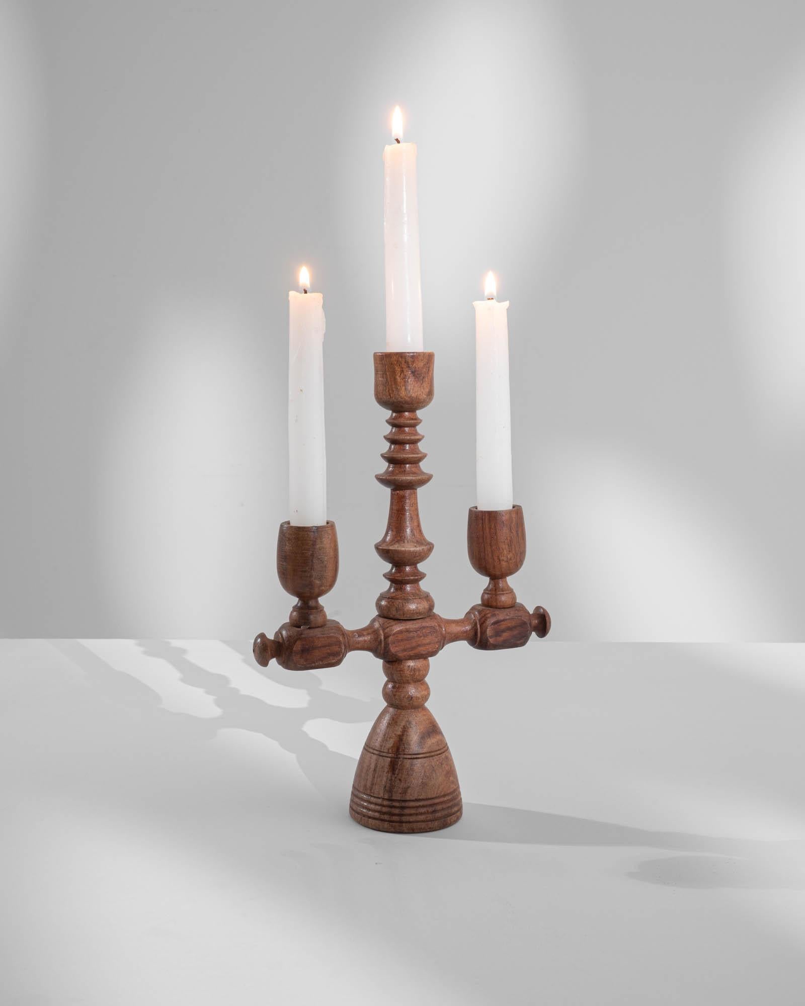 Antique French Wooden Candlestick For Sale 3