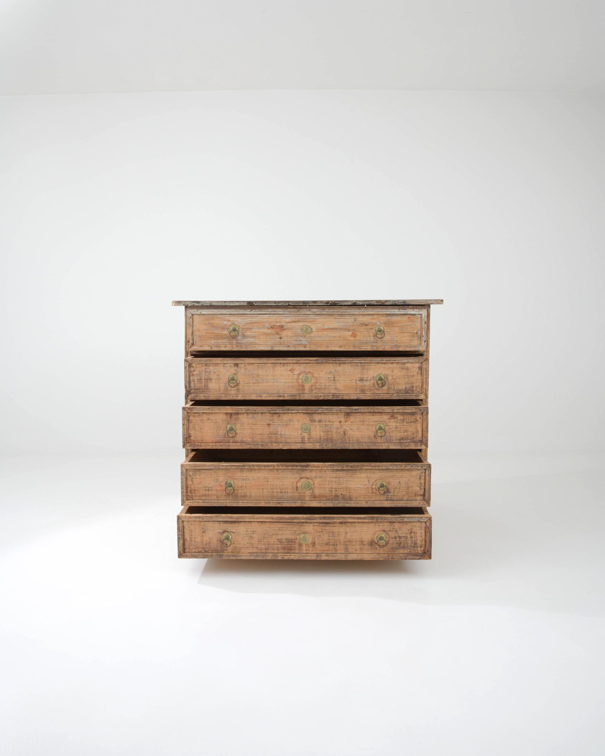Country Antique French Wooden Chest of Drawers For Sale