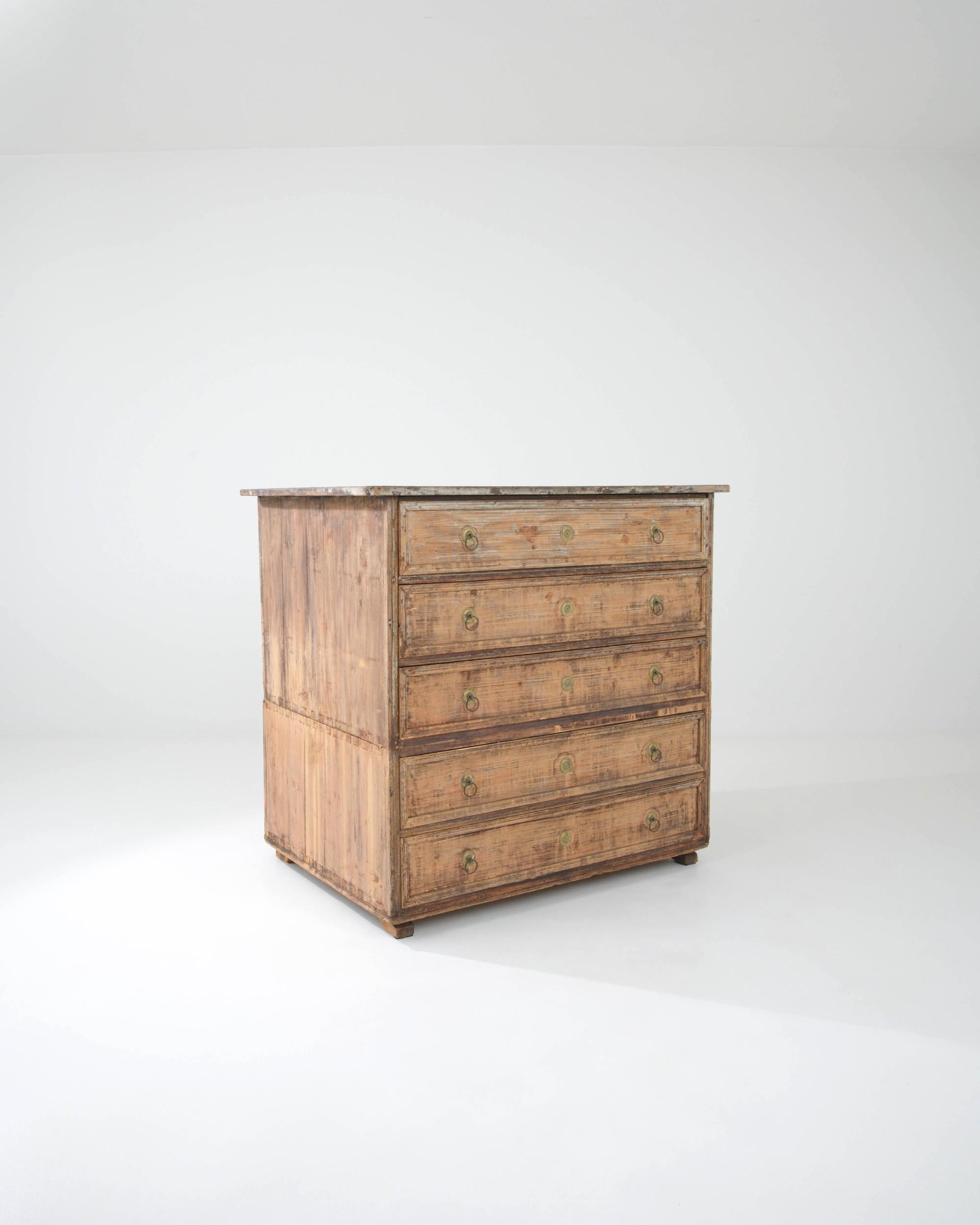 19th Century Antique French Wooden Chest of Drawers For Sale