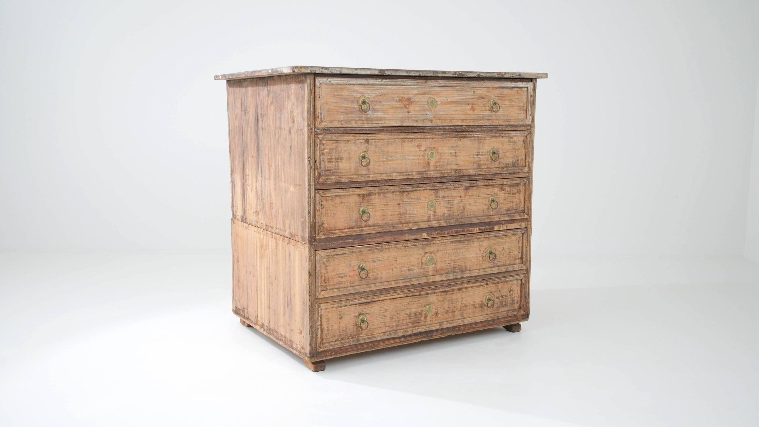 Antique French Wooden Chest of Drawers For Sale 4