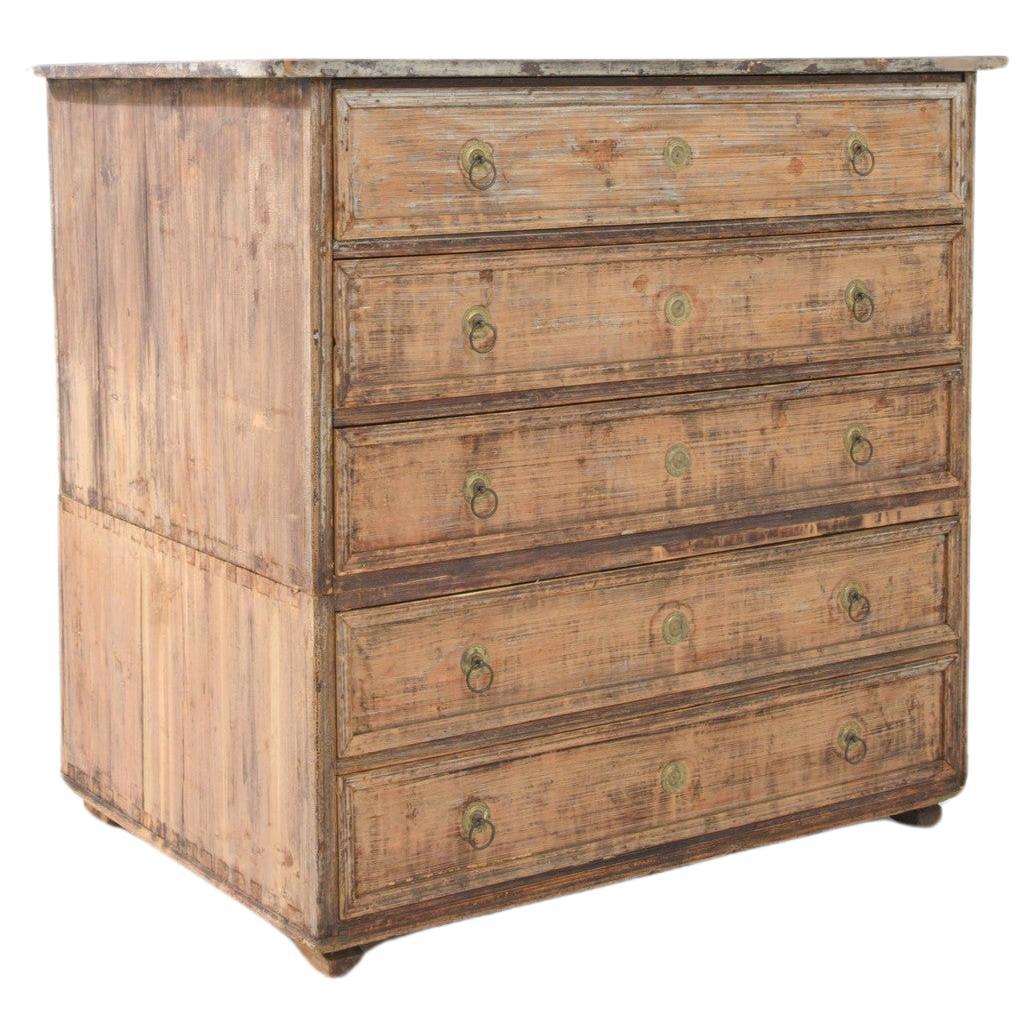 Antique French Wooden Chest of Drawers For Sale