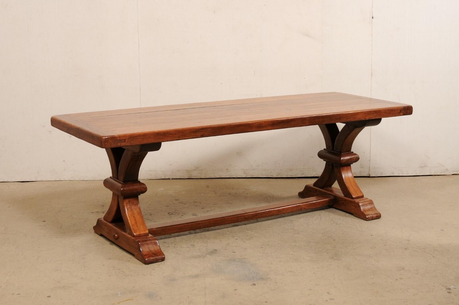 Antique French Wooden Dining Table w/Nicely Carved Trestle Legs, 7+ Ft Long For Sale 5