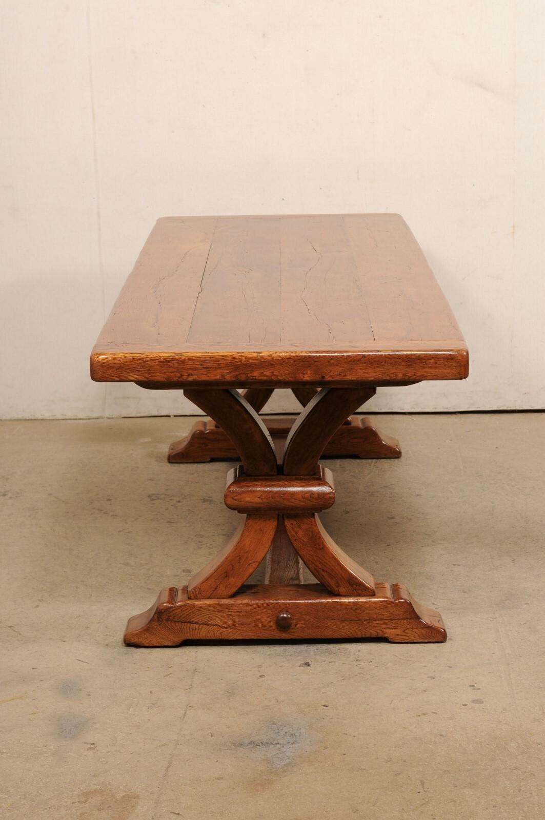 Antique French Wooden Dining Table w/Nicely Carved Trestle Legs, 7+ Ft Long For Sale 2