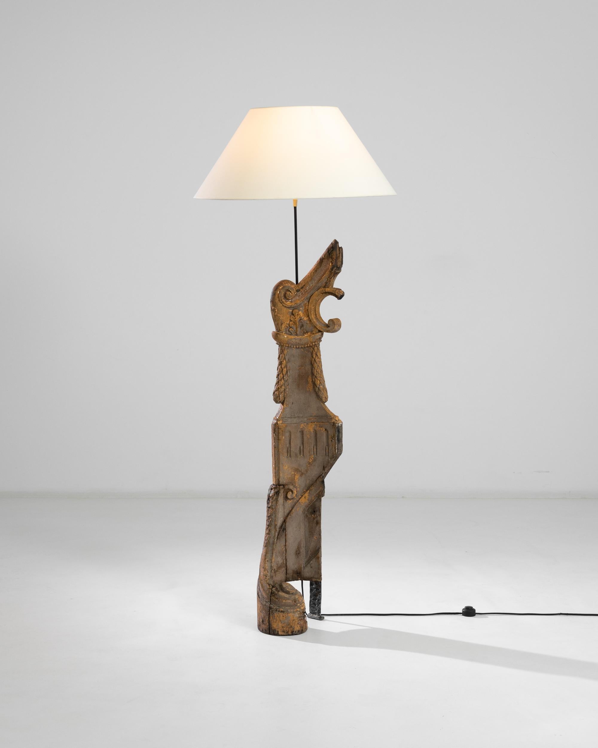Metal Antique French Wooden Element Floor Lamp