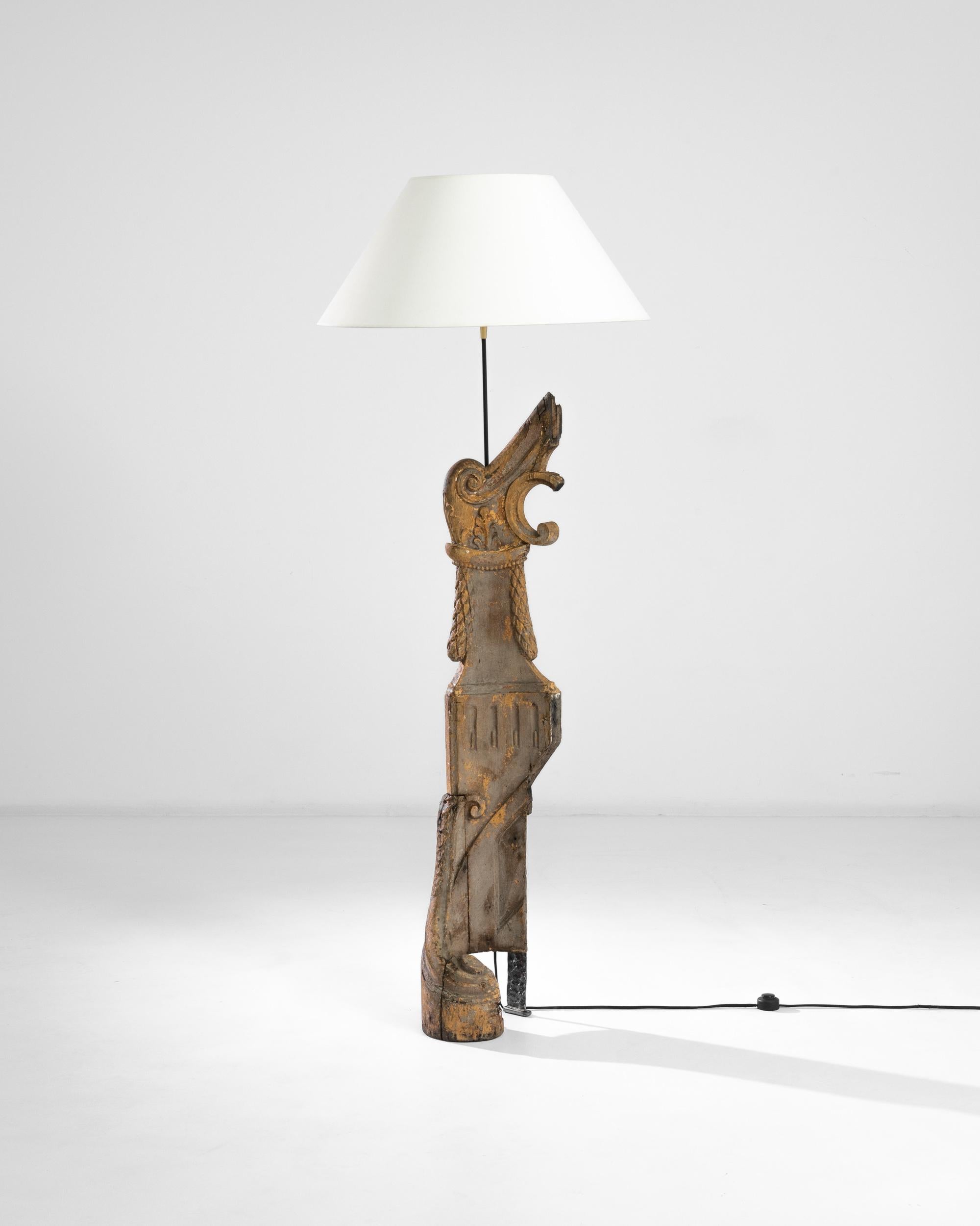 Antique French Wooden Element Floor Lamp 1