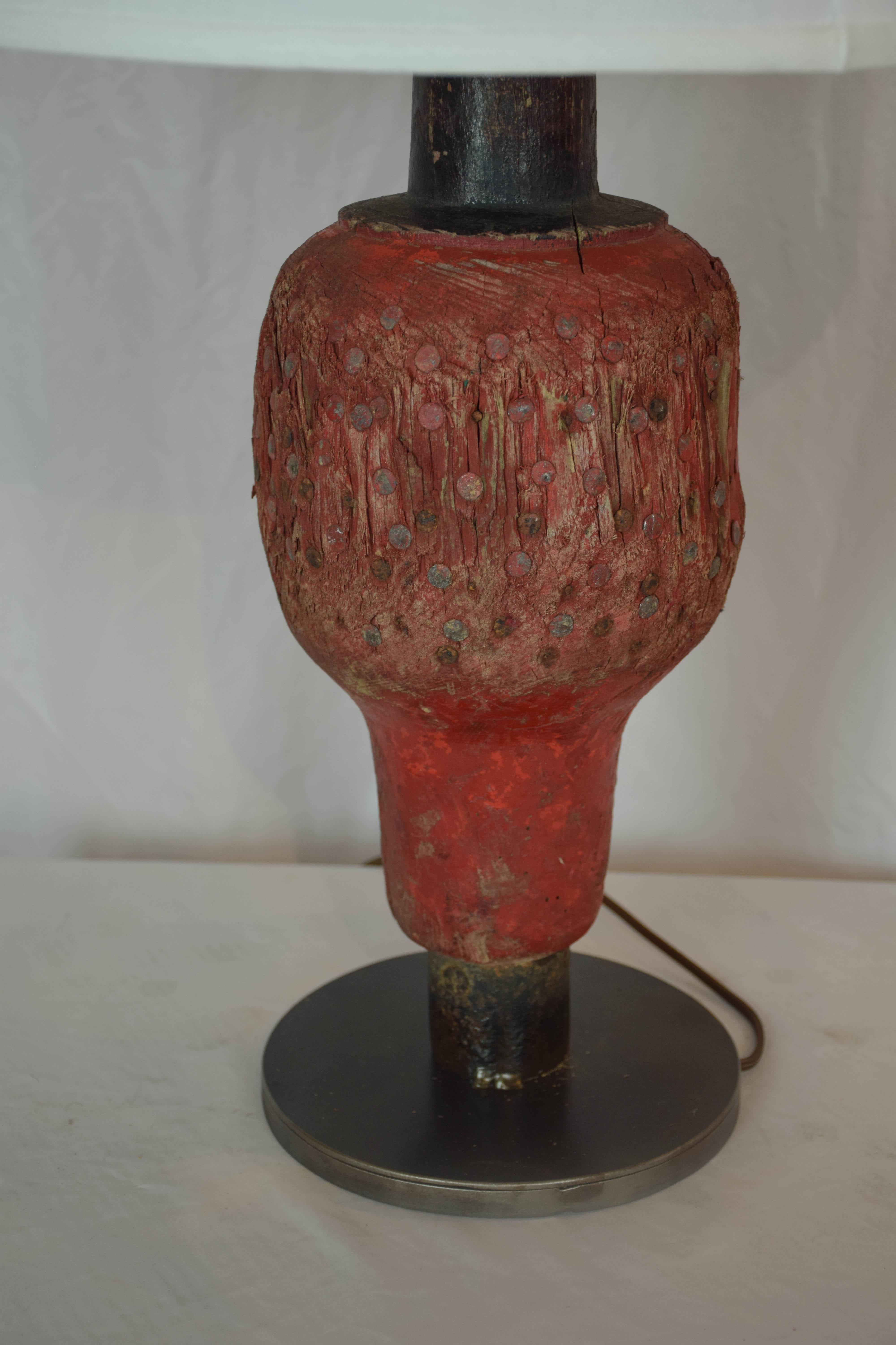 Antique French Wooden Game Piece Table Lamp In Good Condition In Houston, TX