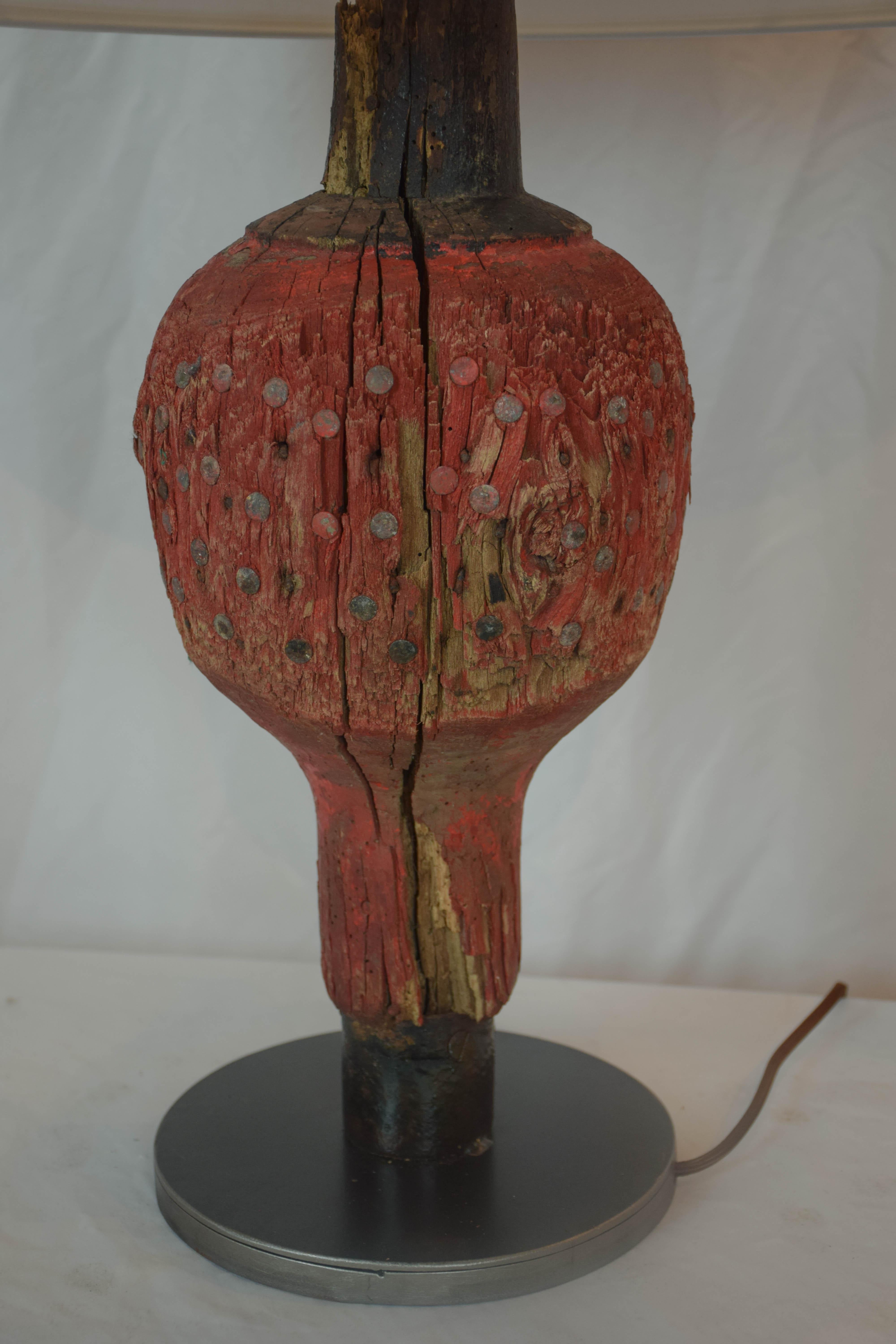 19th Century Antique French Wooden Game Piece Table Lamp