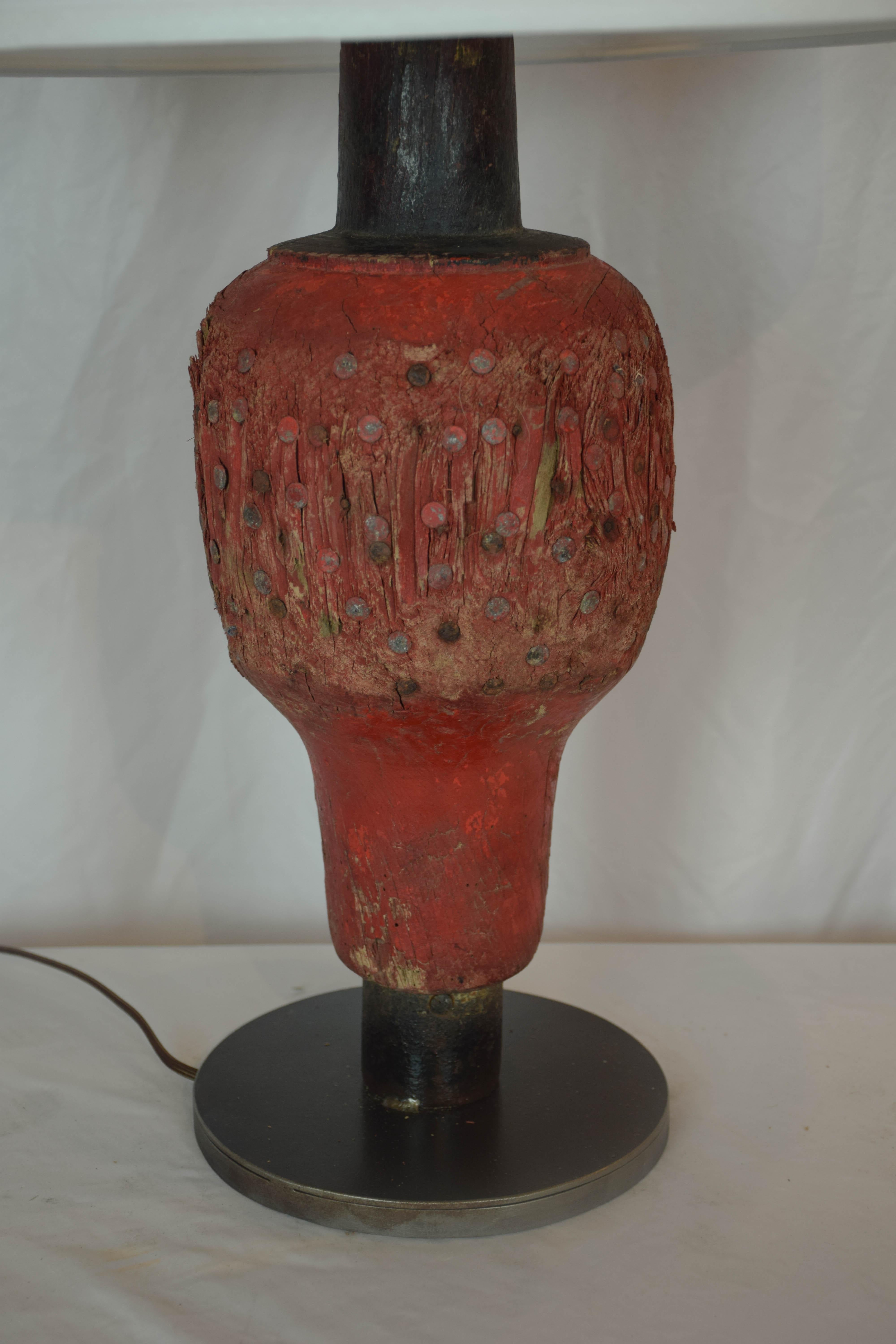 Antique French Wooden Game Piece Table Lamp 1