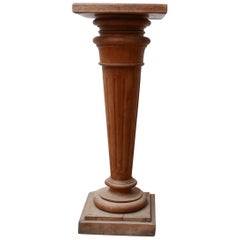 Antique French Wooden Marble Column Pedestal