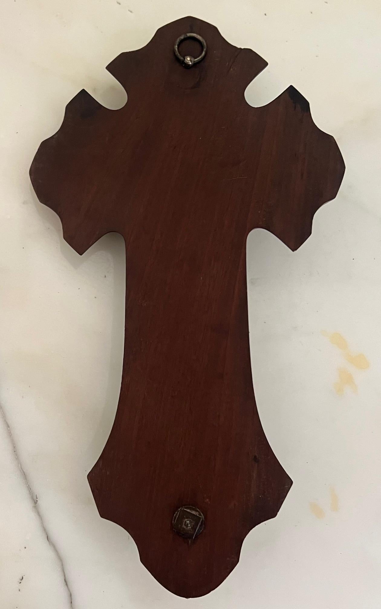 Antique French Crocifisso in legno, metallo misto e ottone in vendita 4