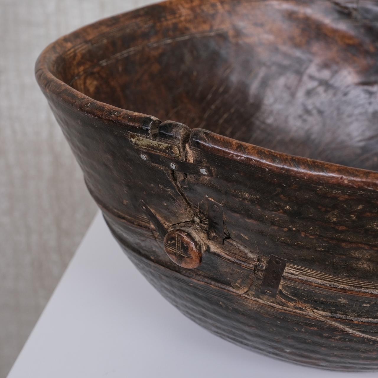 20th Century Antique French Wooden Primitive Bowl