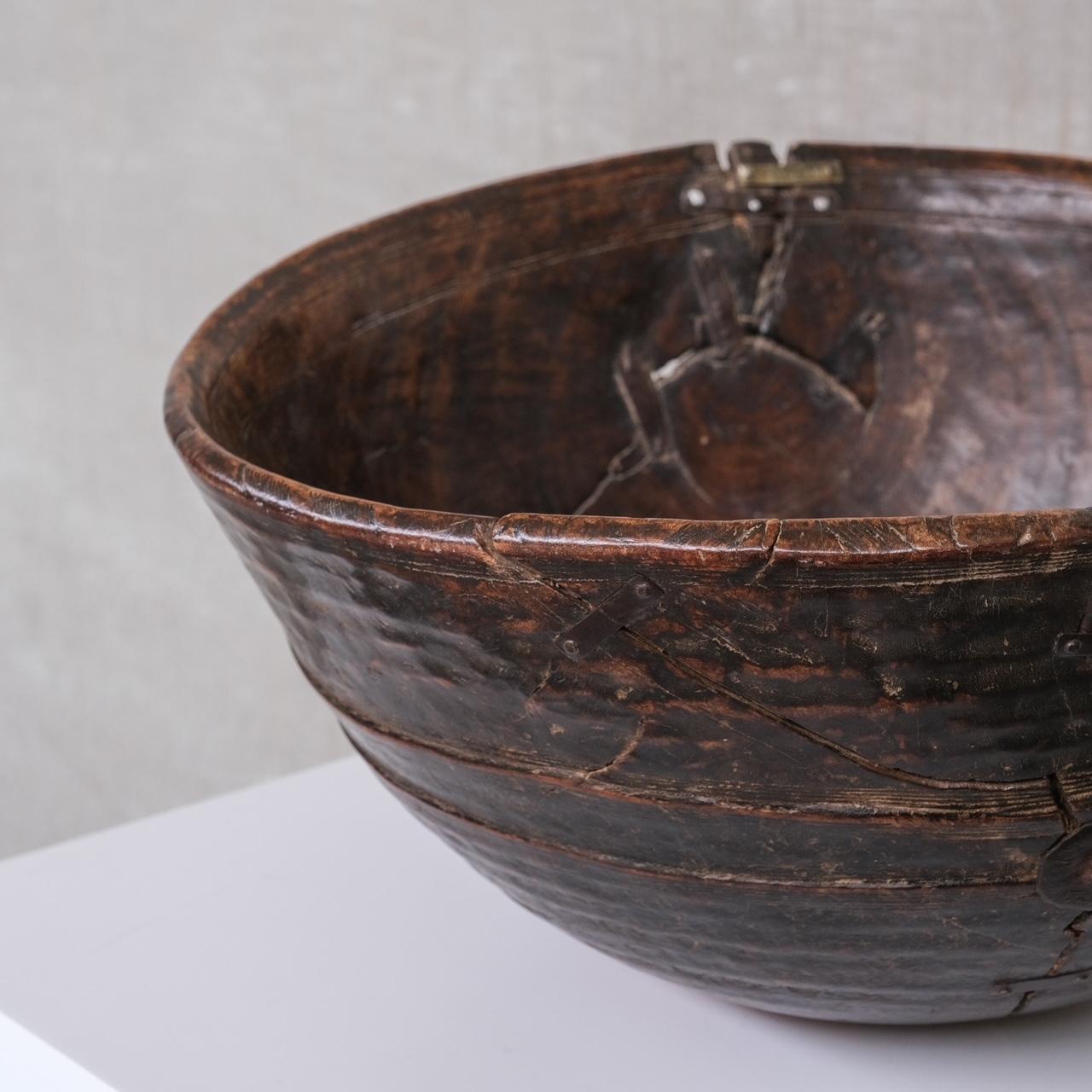 Antique French Wooden Primitive Bowl 4