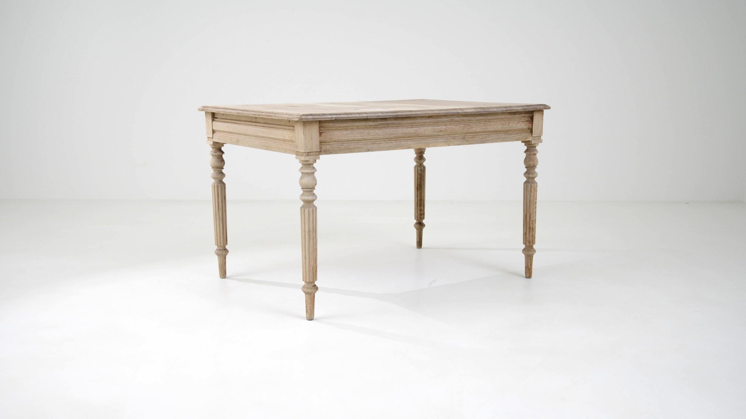 Hardwood Antique French Wooden Side Table For Sale