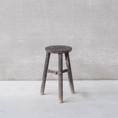 Antique French Wooden Tripod Stool or Side Table