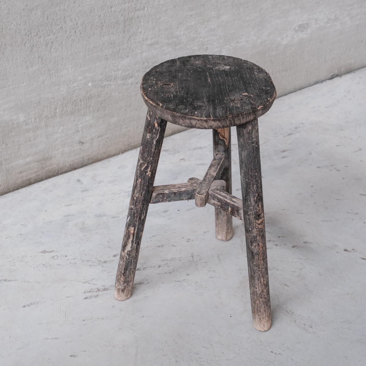 20th Century Antique French Wooden Tripod Stool or Side Table