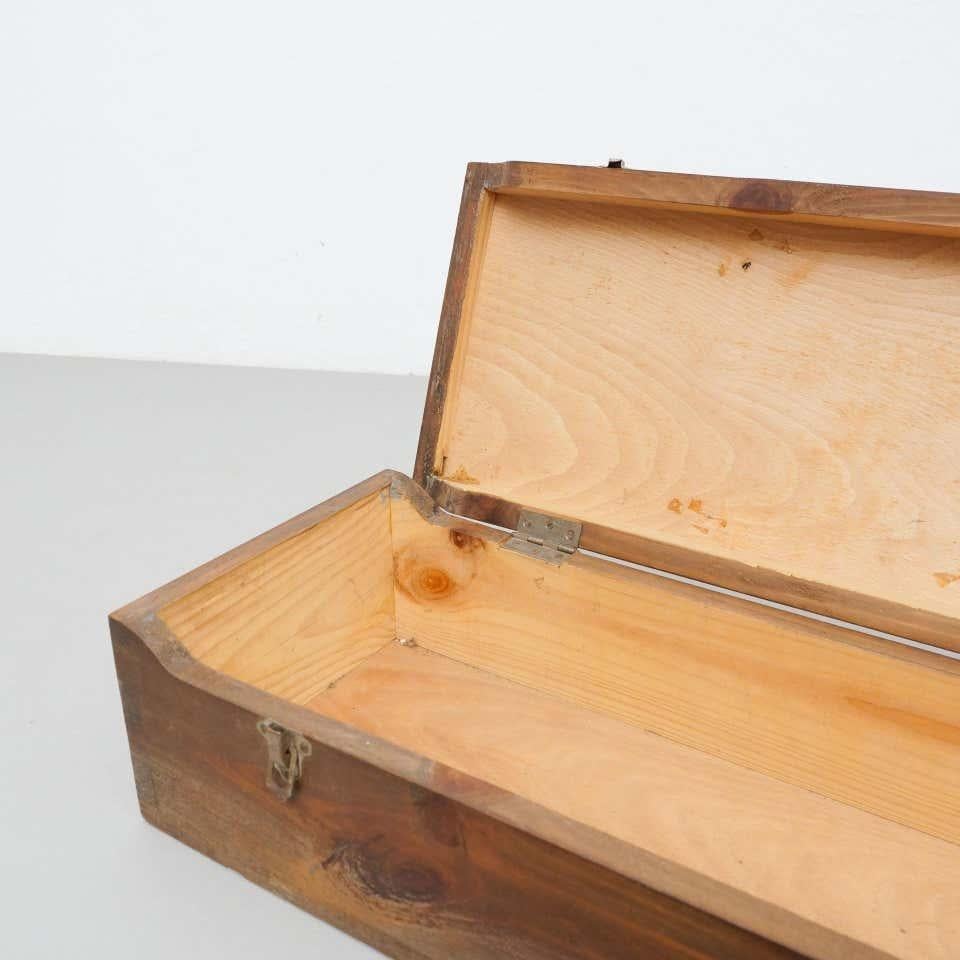 Antiguo cajón baúl francés de madera, circa 1930 4