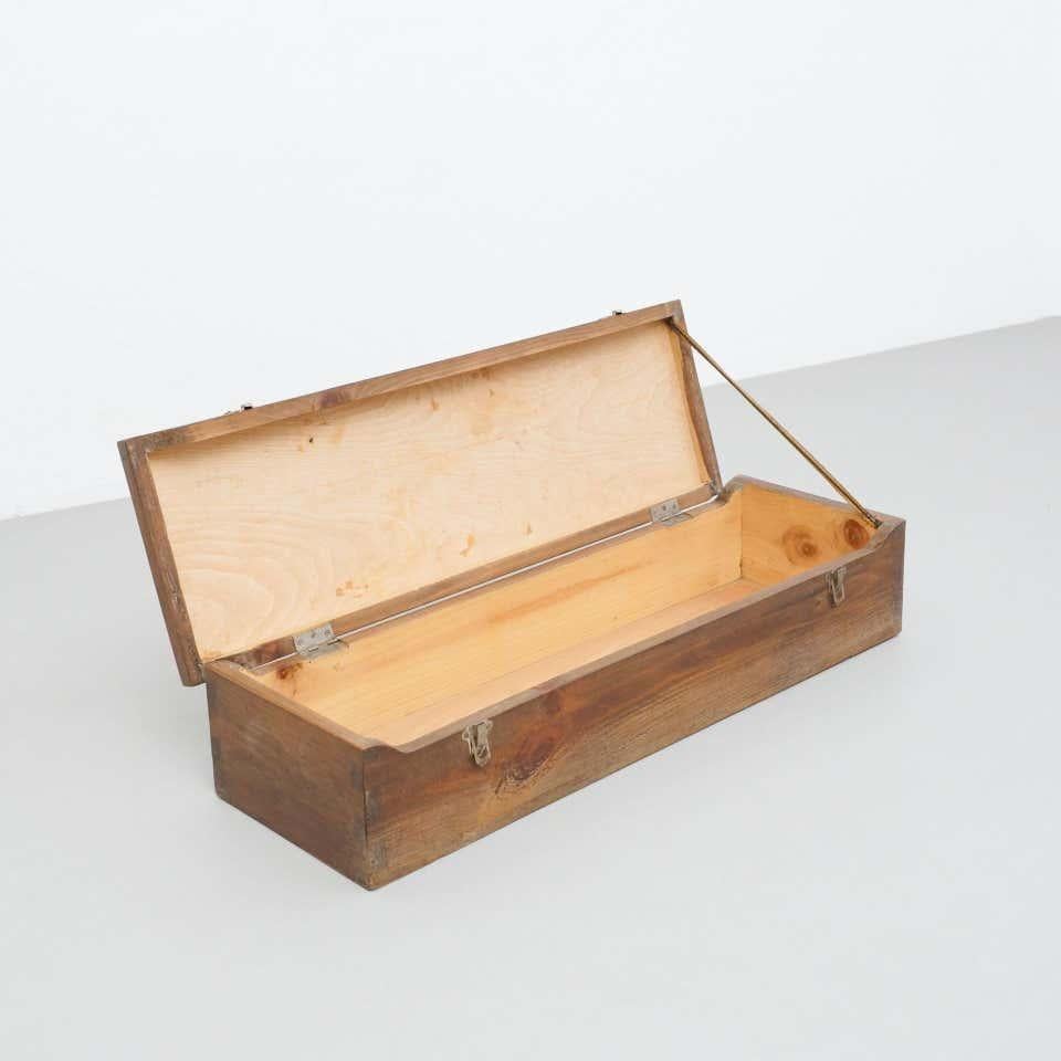Antiguo cajón baúl francés de madera, circa 1930 5