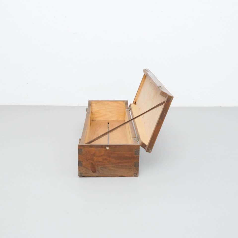 Antiguo cajón baúl francés de madera, circa 1930 7