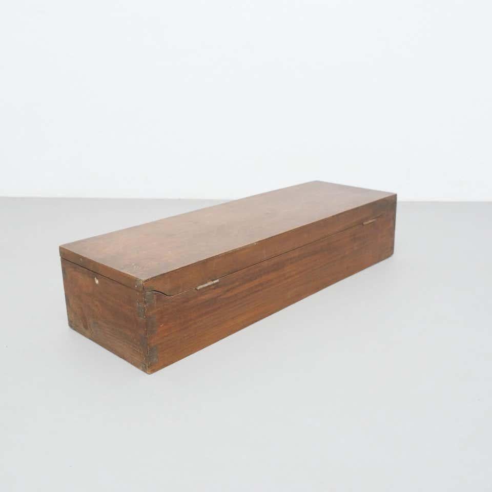 Antiguo cajón baúl francés de madera, circa 1930 10