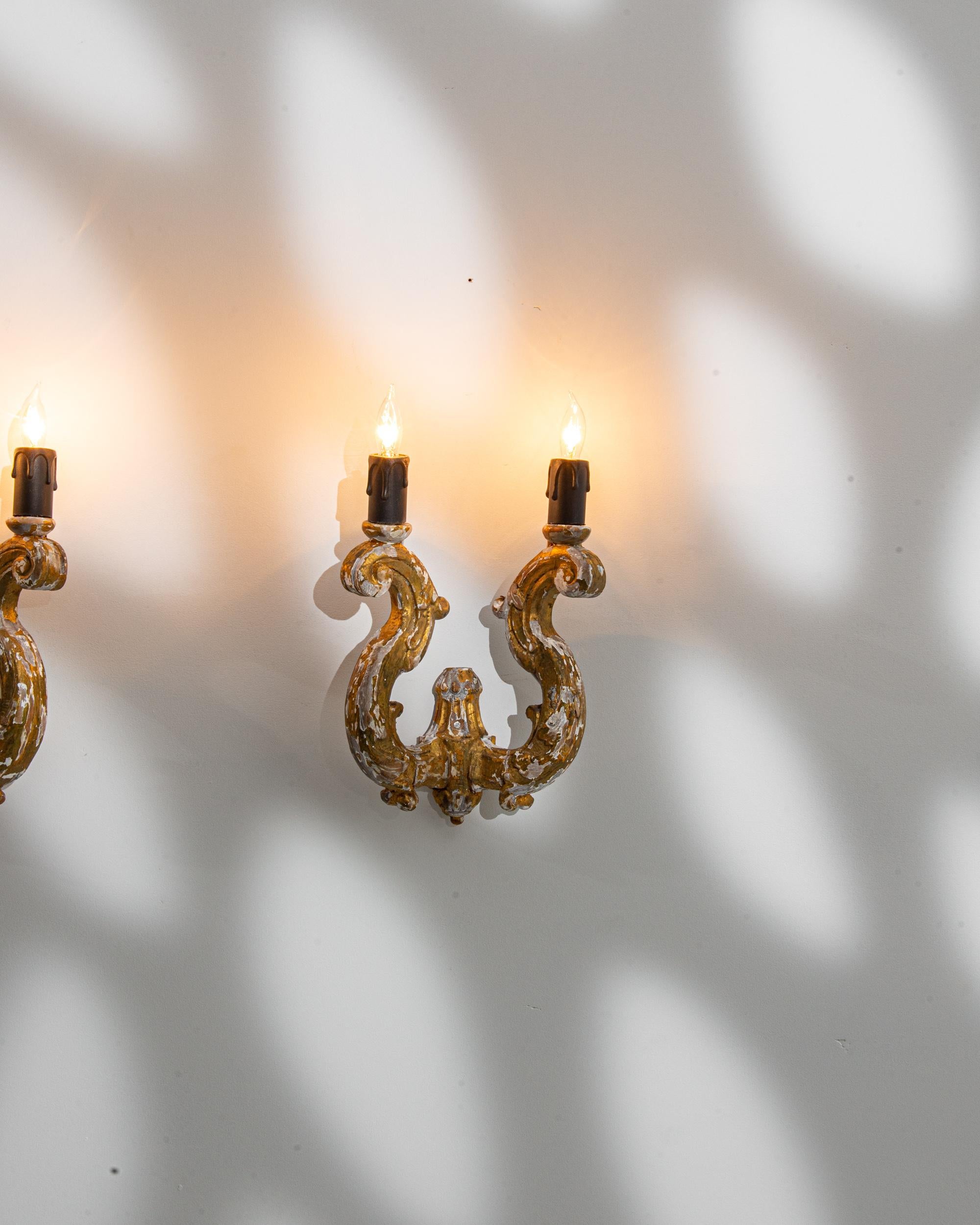 Antique French Wooden Wall Sconces, a Pair 1