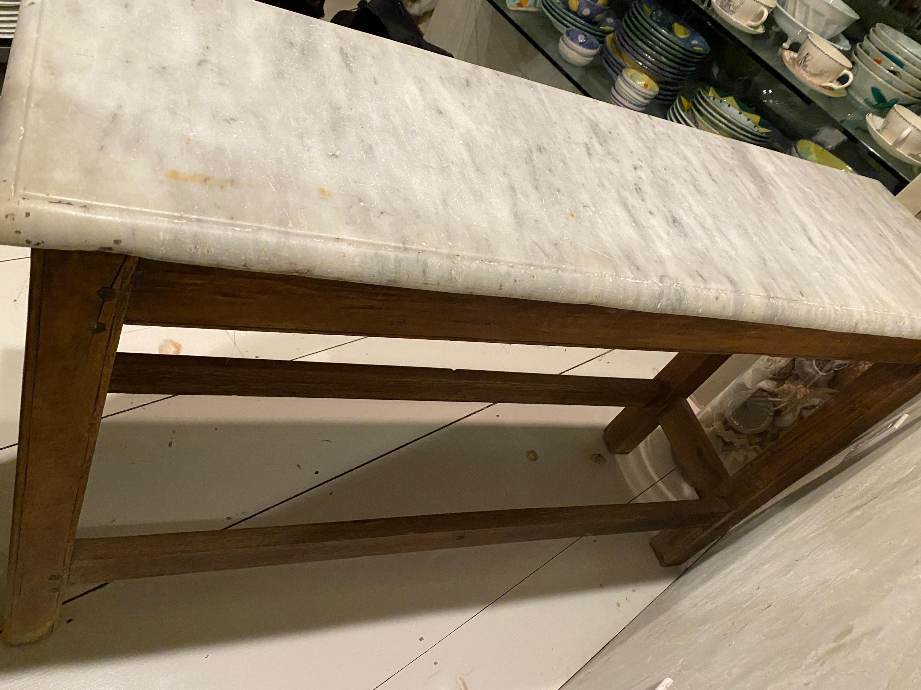 Antique French Work Table or Server with Marble Top For Sale 2