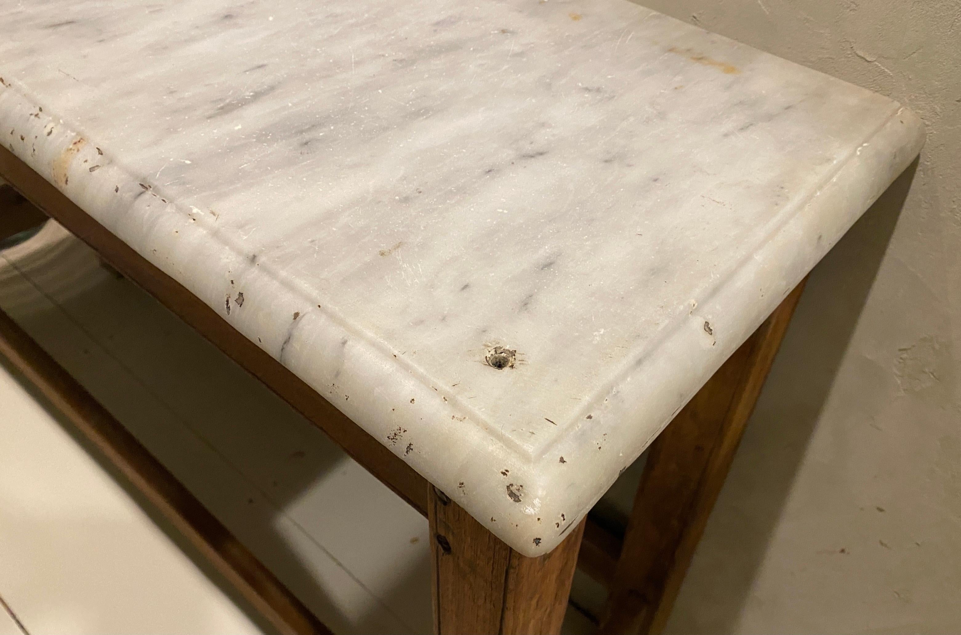 Antique French Work Table or Server with Marble Top For Sale 8