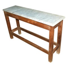 Antique French Tavolo da lavoro o Server con piano in marmo